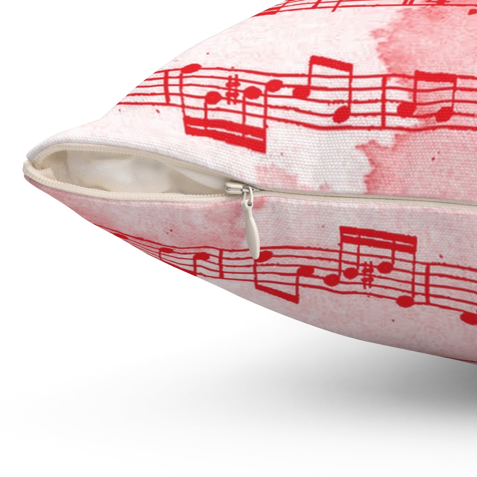 Drip Spill Type Beat Sheet Music II Red Spun Polyester Square Pillow, Artsulli - Art is Long, Life is Short, Home Decor, , , , , , , 
