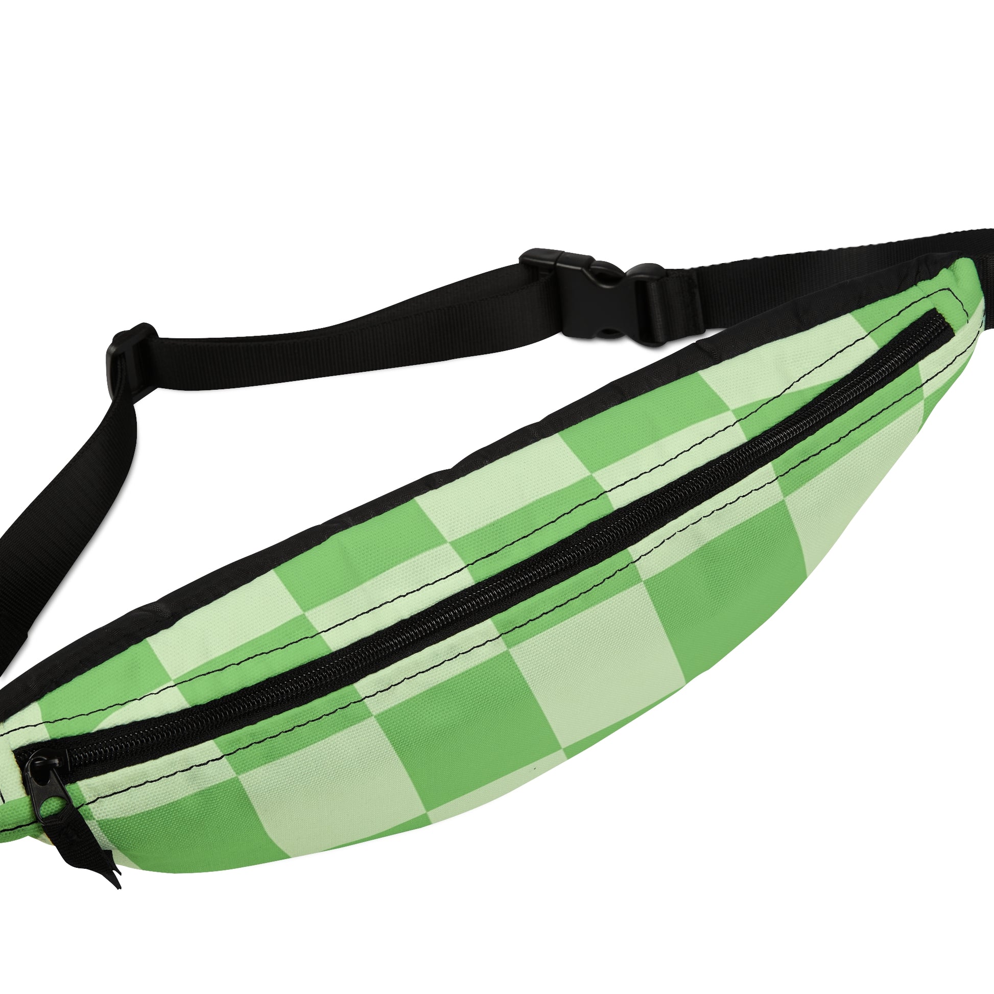Checkerboard Green Fanny Pack, Artsulli - Art is Long, Life is Short, Bags, , , , , , , 