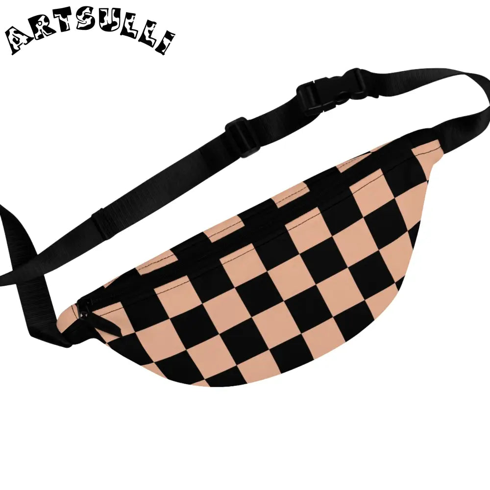 JAKKOUTTHEBXX Checkerboard Soft Orange and Black Fanny Pack