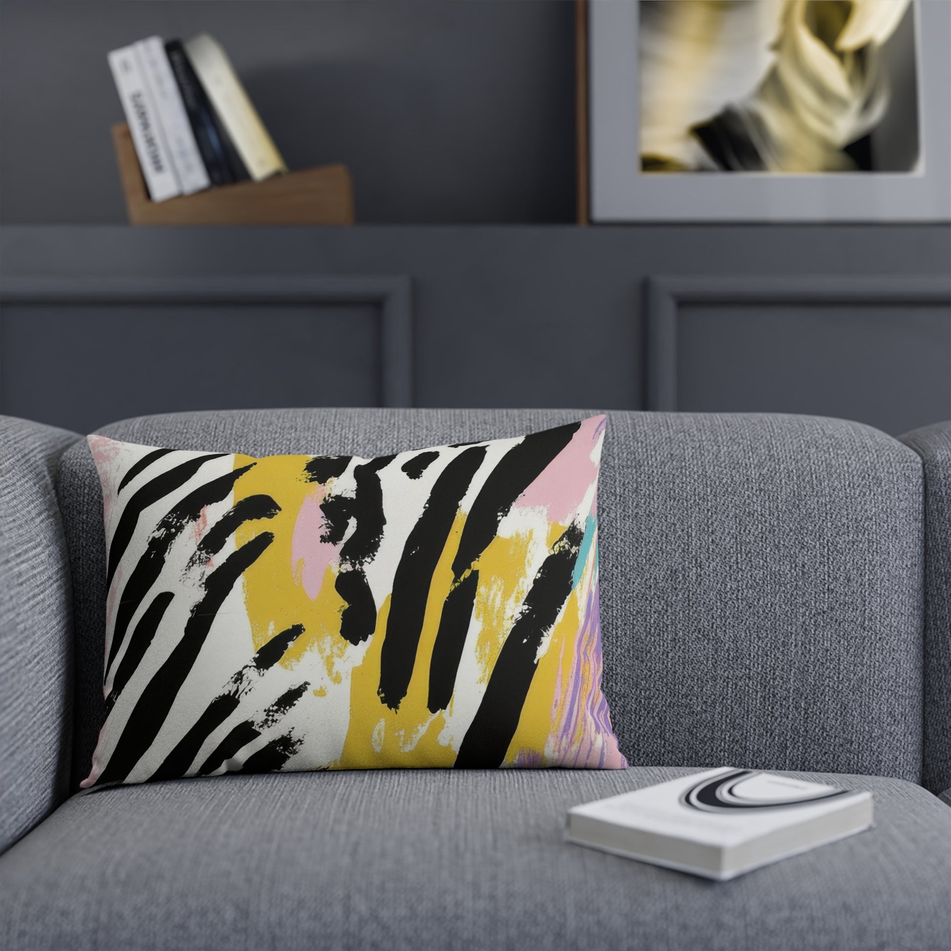 Wild Zebra Stripes x Paint Brush Strokes Multi-Color Cushion, Artsulli - Art is Long, Life is Short, Home Decor, , , , , , , 
