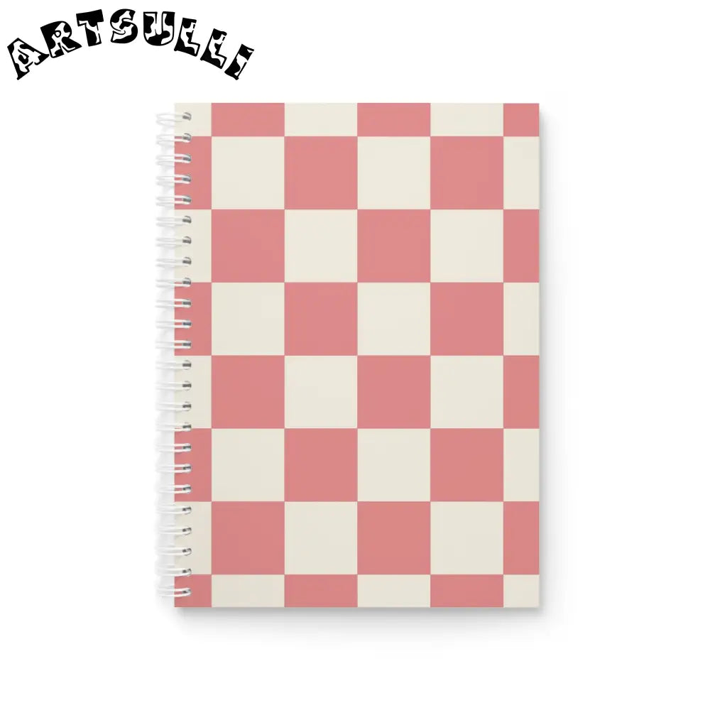 JAKKOUTTHEBXX Retro Checkered Grassland Sprites Spiral Notebook