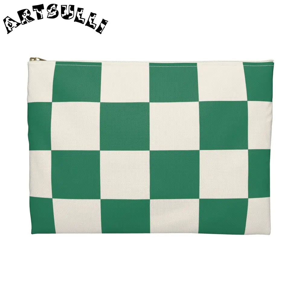 JAKKOUTTHEBXX Checkerboard Dark Green Accessory Pouch JAKKOUTTHEBXX