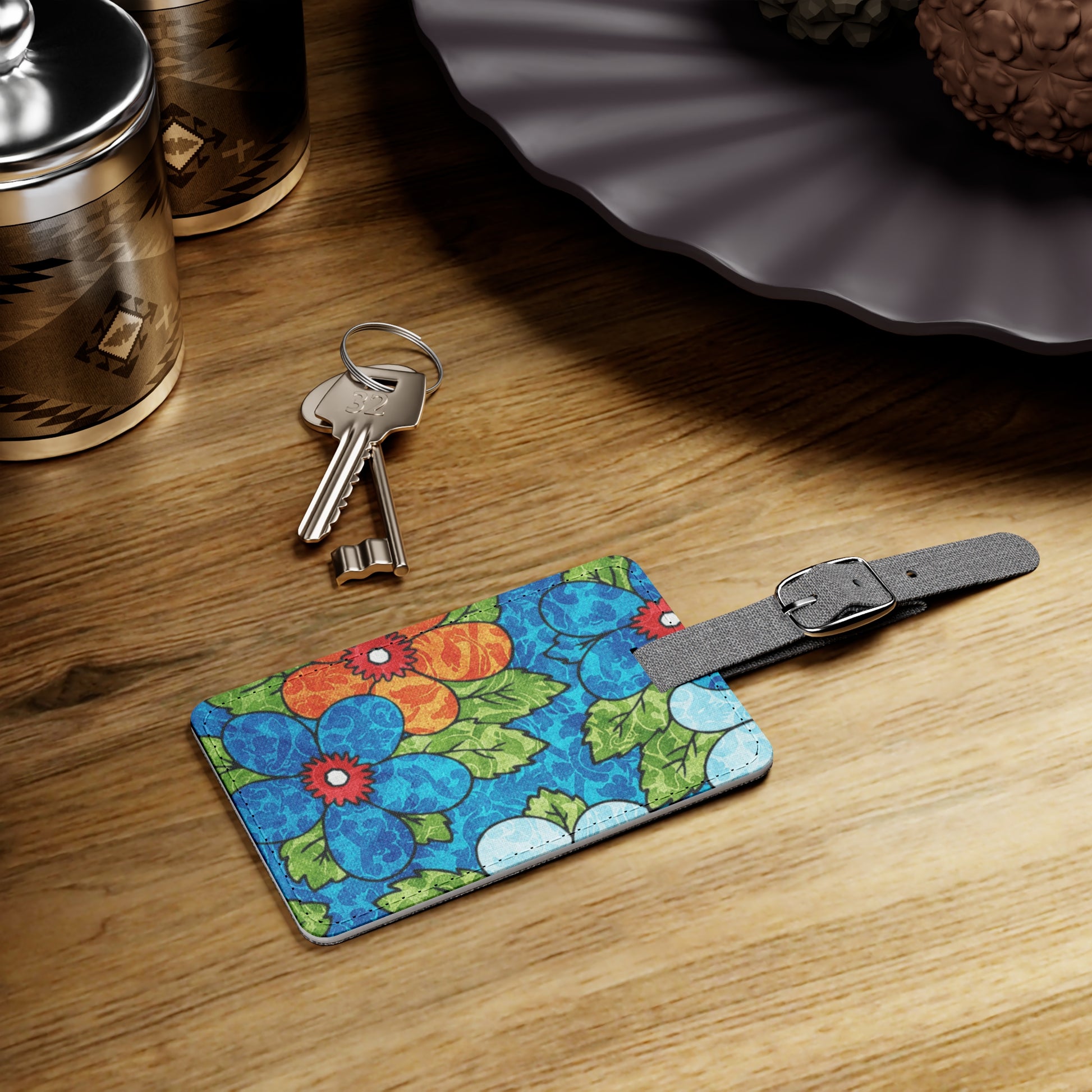 Blue Orange Groovy Saffiano Polyester Luggage Tag, Rectangle, Artsulli - Art is Long, Life is Short, Accessories, , , , , , , 