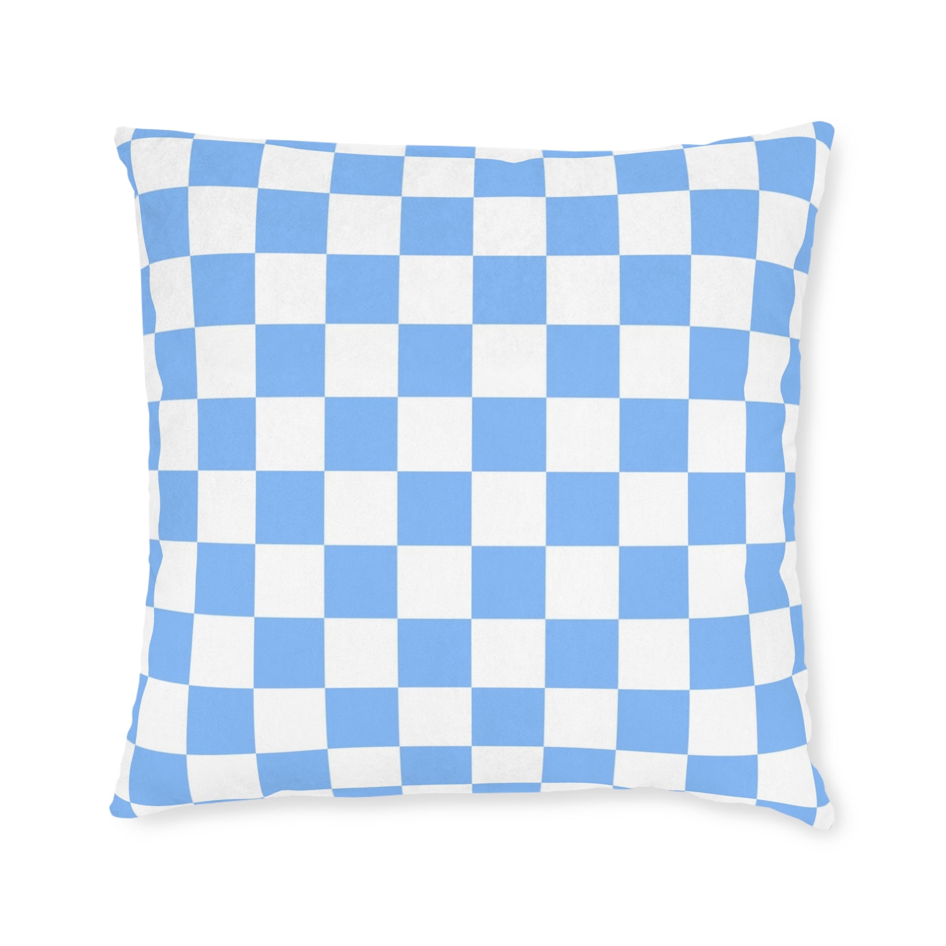 Checkerboard White and Light Blue Square Pillow - Pink Back, Artsulli - Art is Long, Life is Short, Home Decor, Size, 22" × 22", , , , , 19115280904326790509