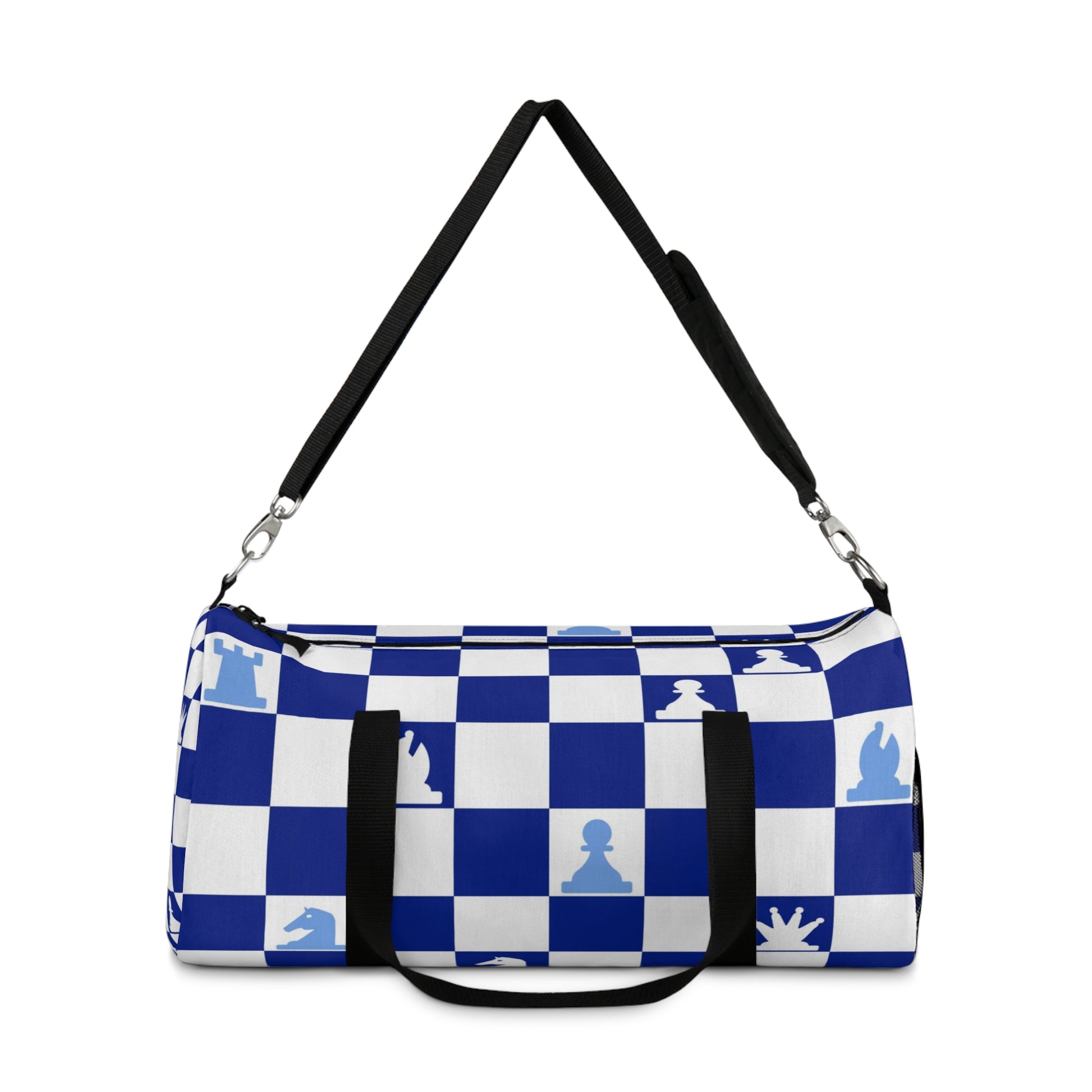 Chessboard Navy Blue Duffel Bag, Artsulli - Art is Long, Life is Short, Bags, , , , , , , 
