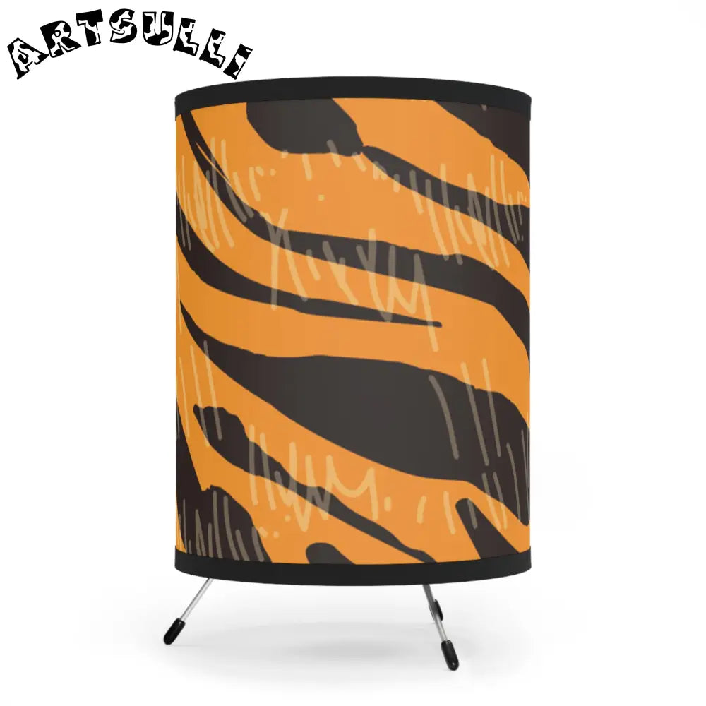 JAKKOUTTHEBXX Tiger Scratches Orange & Black Tripod Lamp