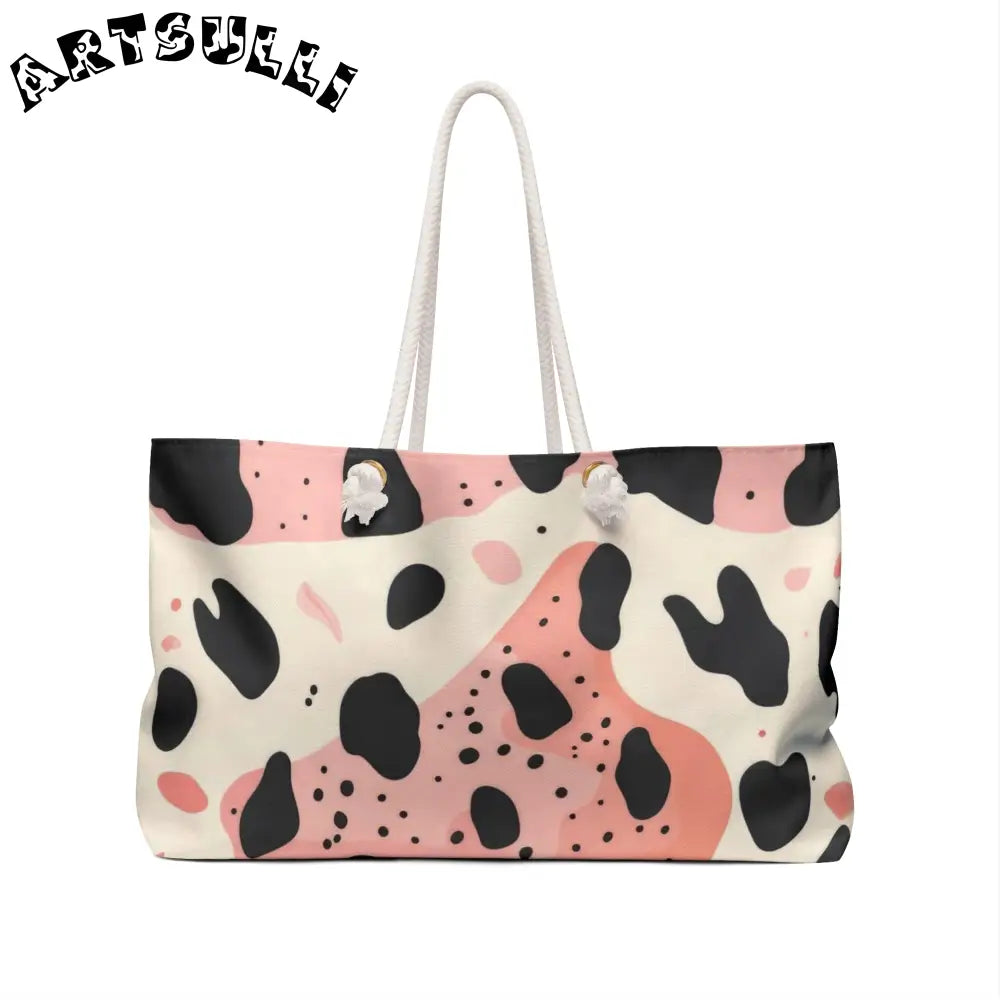 JAKKOUTTHEBXX Pink Cow Print Oversized Weekender Tote 2025