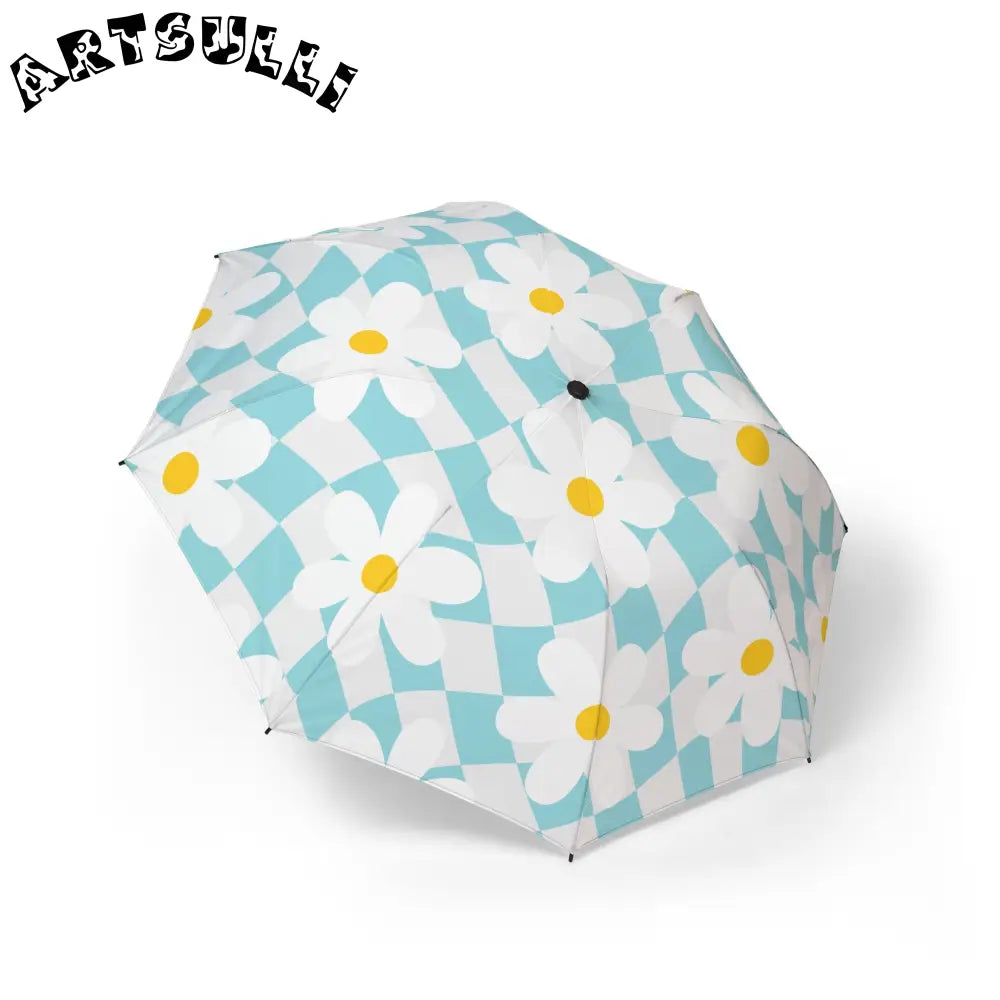 JAKKOUTTHEBXX Trippy Check Garden Semi-Automatic Foldable Umbrella