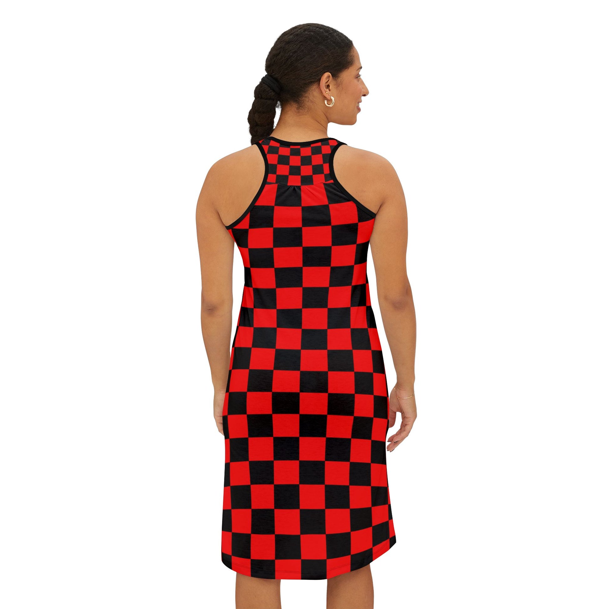 Checkerboard Red and Black Women's Racerback Dress (AOP), Artsulli - Art is Long, Life is Short, Tank Top, , , , , , , 