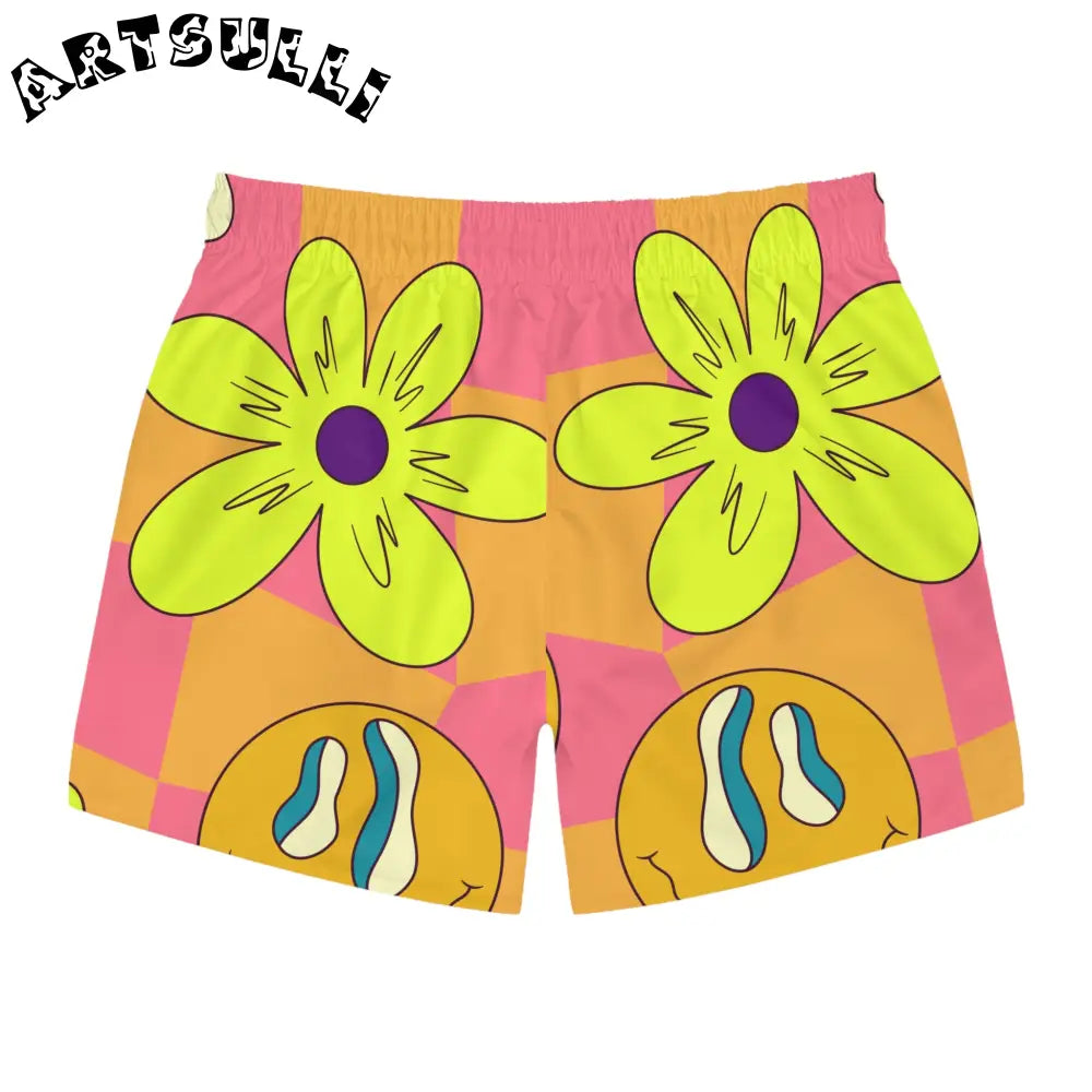 JAKKOUTTHEBXX Trippy Sour Face Rave Swim Trunks (AOP) JAKKOUTTHEBXX