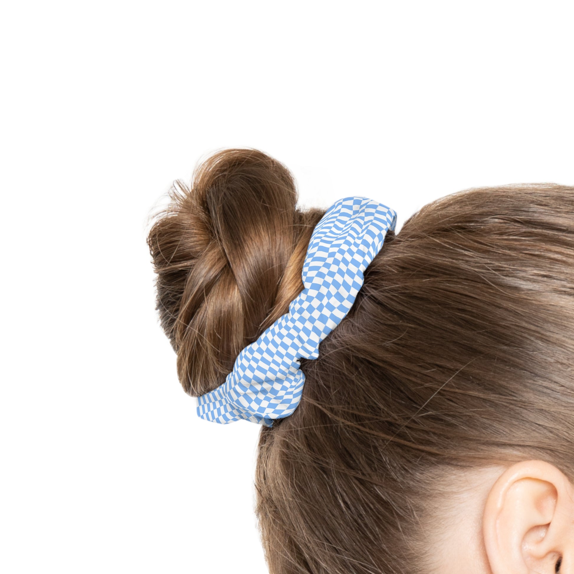 Checkerboard White and Light Blue Scrunchie, Artsulli - Art is Long, Life is Short, Accessories, , , , , , , 