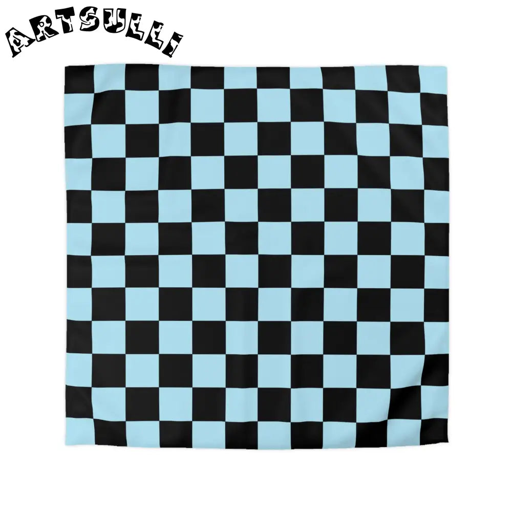 JAKKOUTTHEBXX Checkerboard Black and Blue Microfiber Duvet Cover