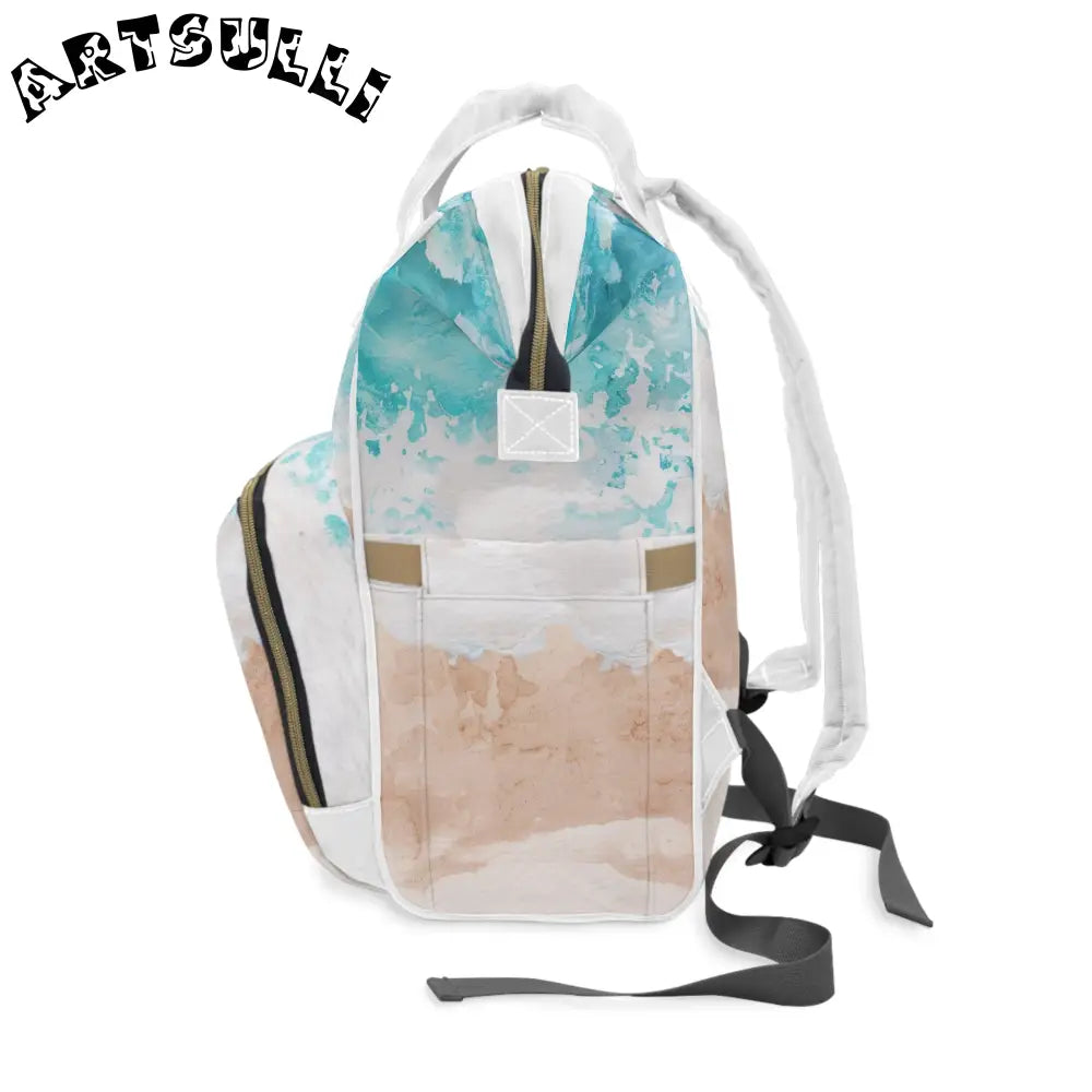 JAKKOUTTHEBXX Turquoise Wave Diaper Backpack JAKKOUTTHEBXX Artsulli