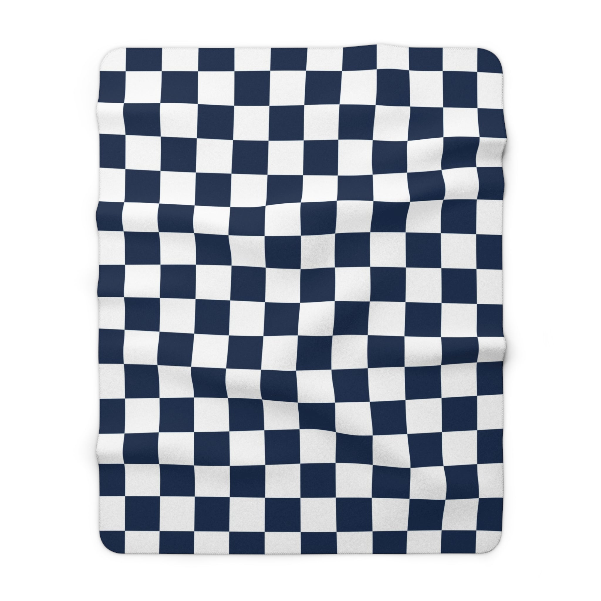 Checkerboard White and Navy Blue Sherpa Fleece Blanket, Artsulli - Art is Long, Life is Short, Home Decor, Size, 60" × 80", , , , , 27378973700765847500