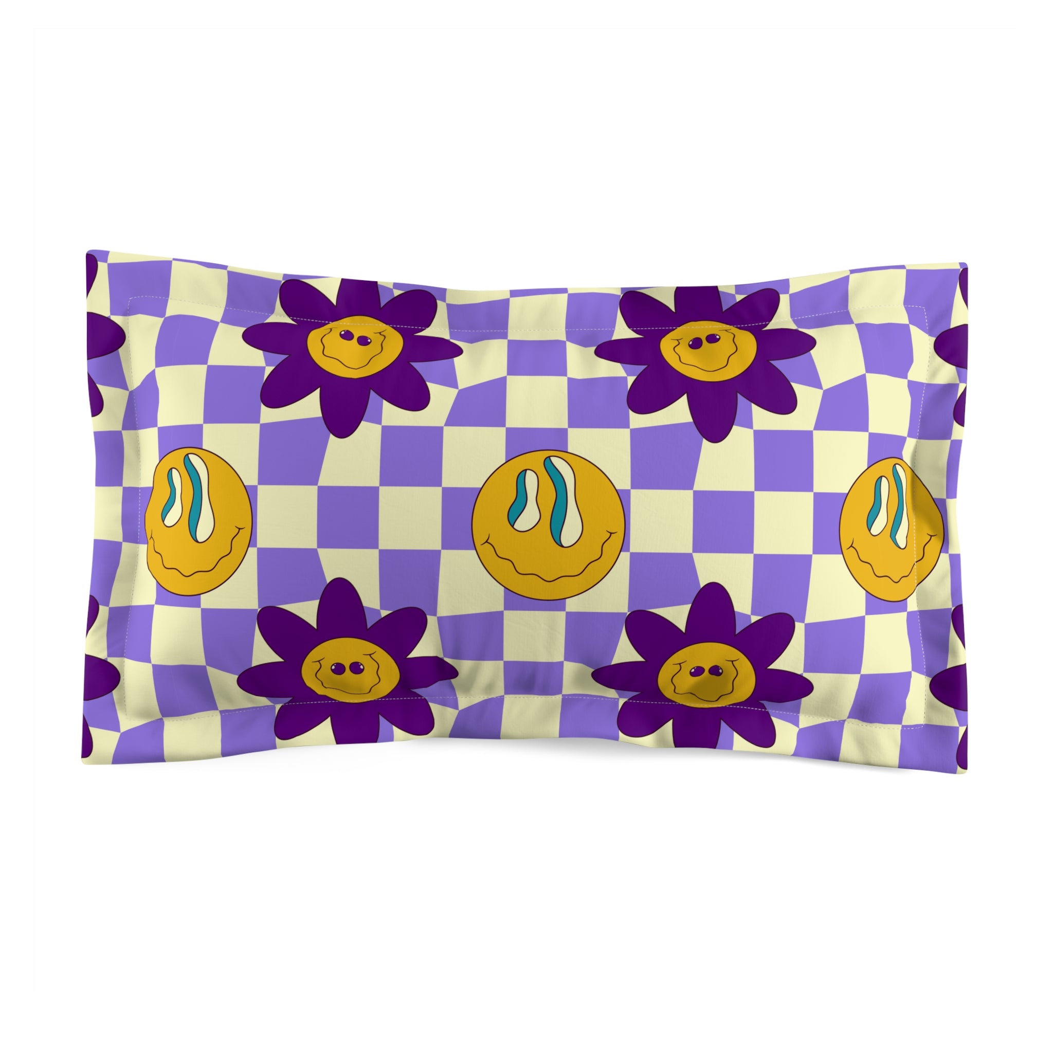 Trippy Flower Power Motifs Microfiber Pillow Sham, Artsulli - Art is Long, Life is Short, Home Decor, Size, King, , , , , 13731434347766