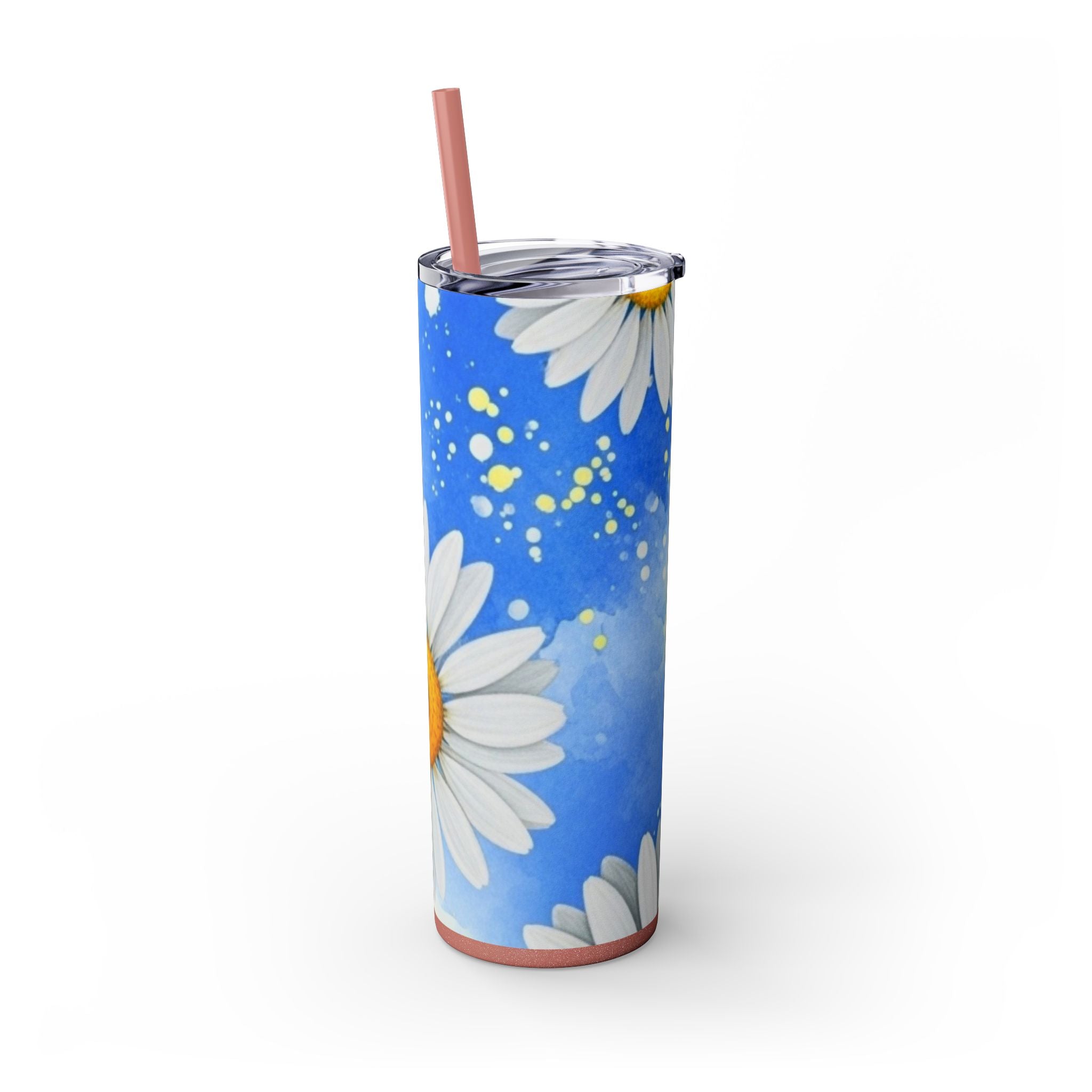 Daisies Skinny Tumbler with Straw, 20oz, Artsulli - Art is Long, Life is Short, Mug, , , , , , , 