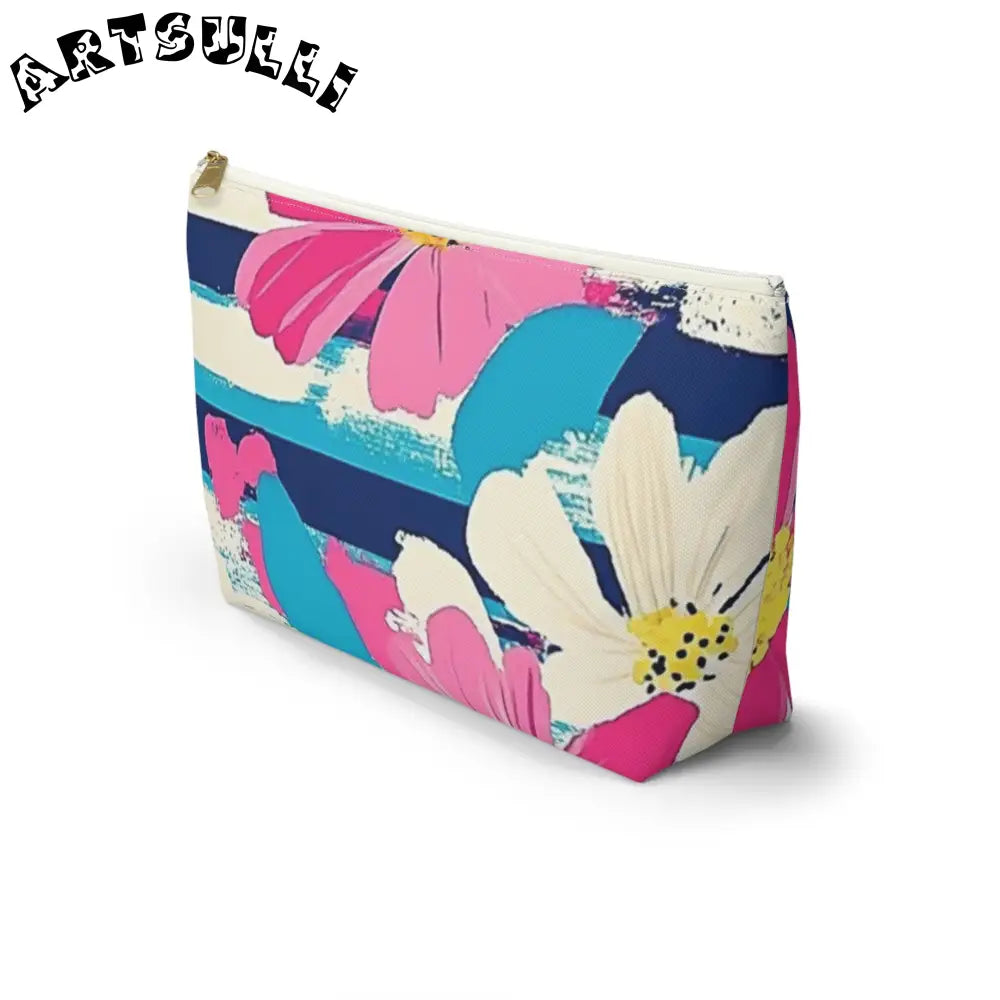 JAKKOUTTHEBXX Dayglo Floral Stripes Multi-Color Accessory Pouch w