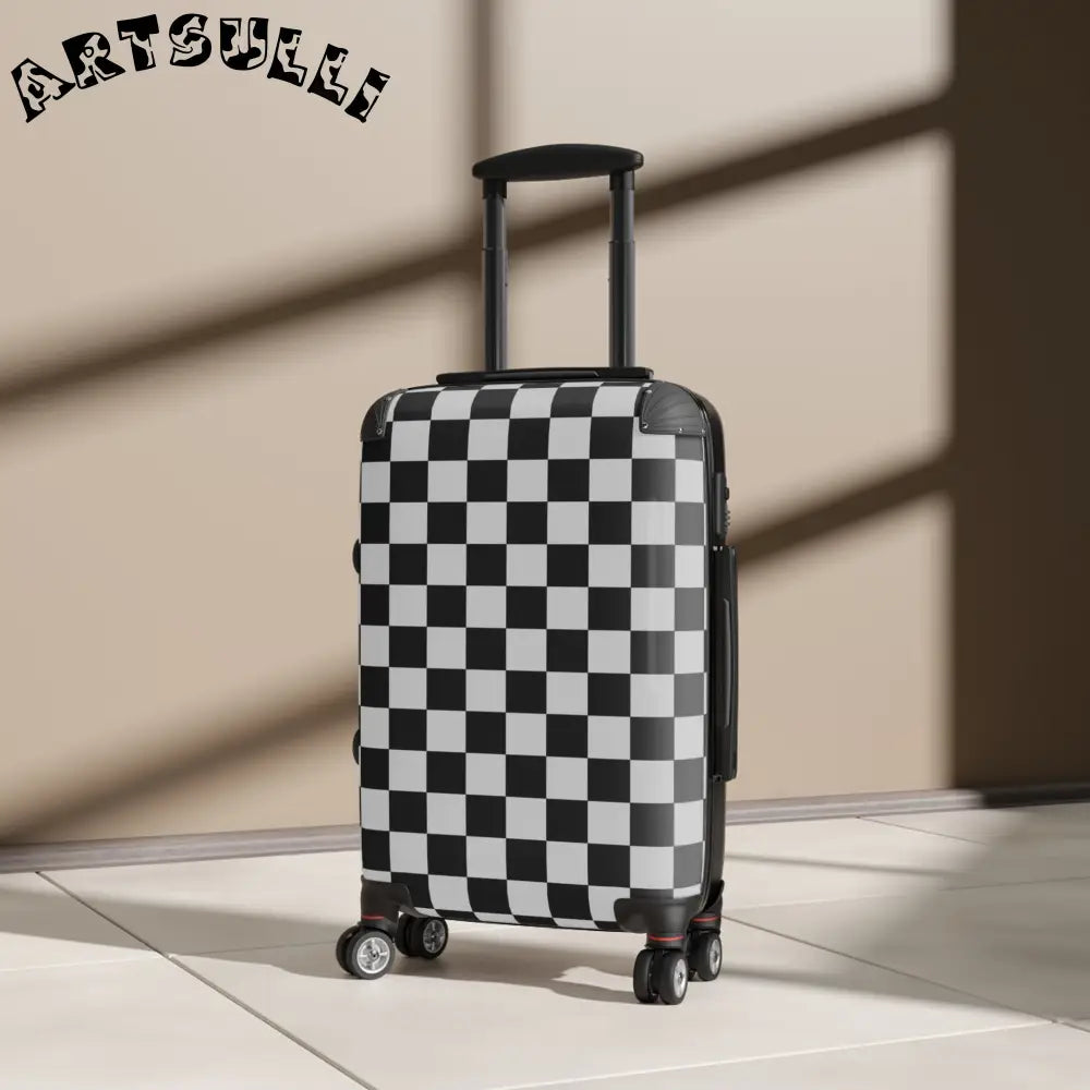 JAKKOUTTHEBXX Checkered Carry On Luggage with Adjustable Handle