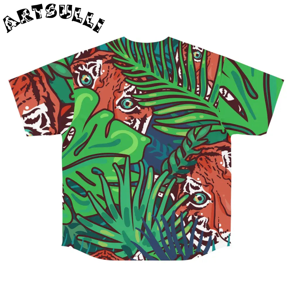 JAKKOUTTHEBXX Tropical Jungle Tigers Blue and Green Men’s Baseball