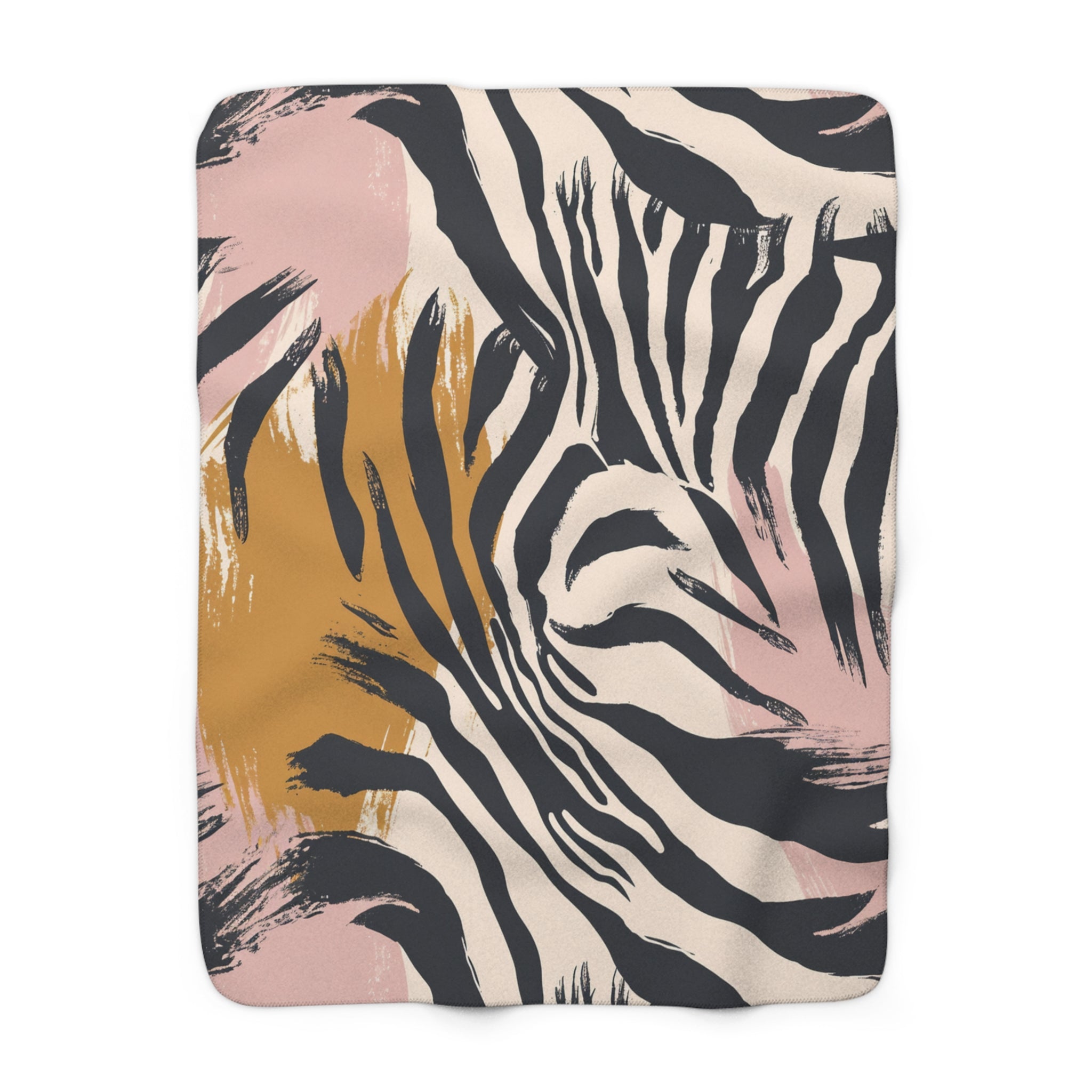 Zebra Brush Strokes Sherpa Fleece Blanket, Artsulli - Art is Long, Life is Short, Home Decor, Size, 50" × 60", , , , , 17604170797453