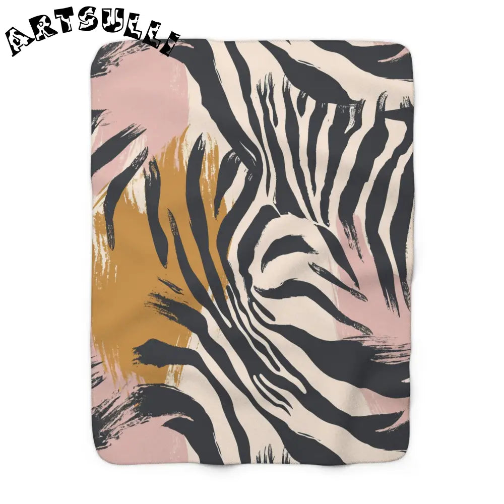 JAKKOUTTHEBXX Cozy Fleece Zebra Stripe Abstract Brushstroke Blanket 2025