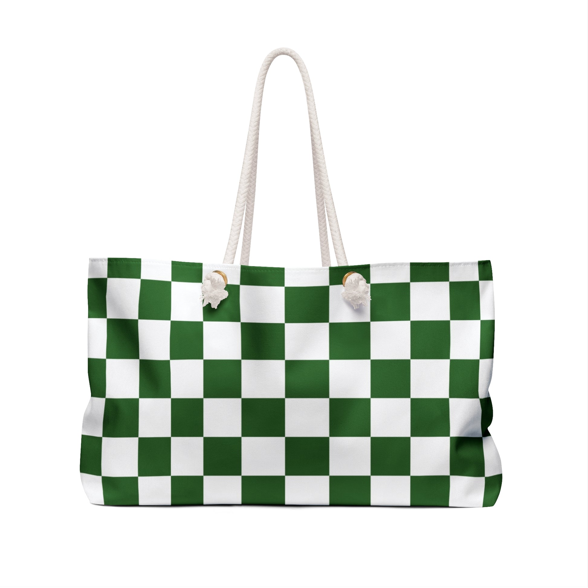 Checkerboard White and Dark Green Weekender Bag, Artsulli - Art is Long, Life is Short, Bags, , , , , , , 