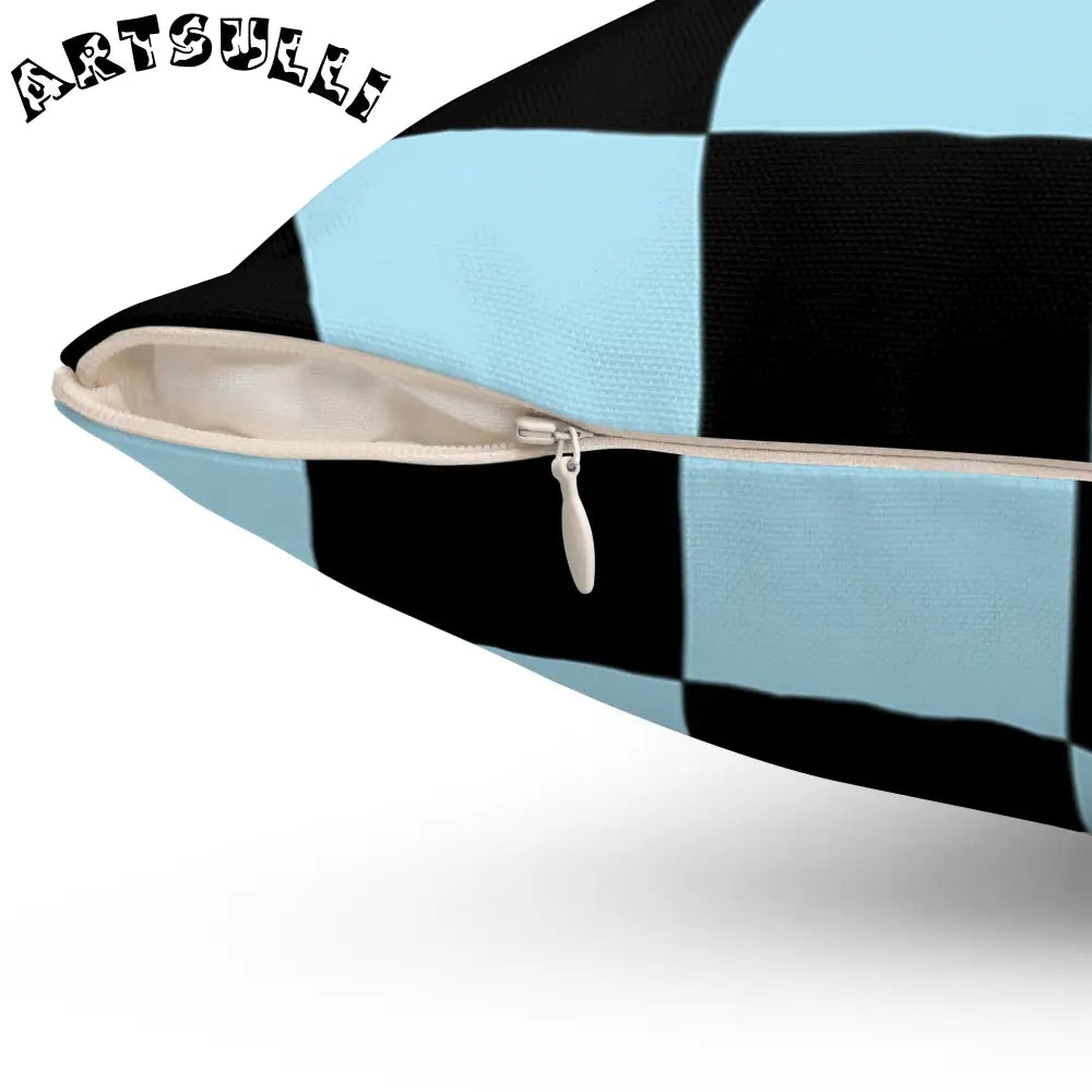 JAKKOUTTHEBXX Checkerboard Black and Blue Spun Polyester Square