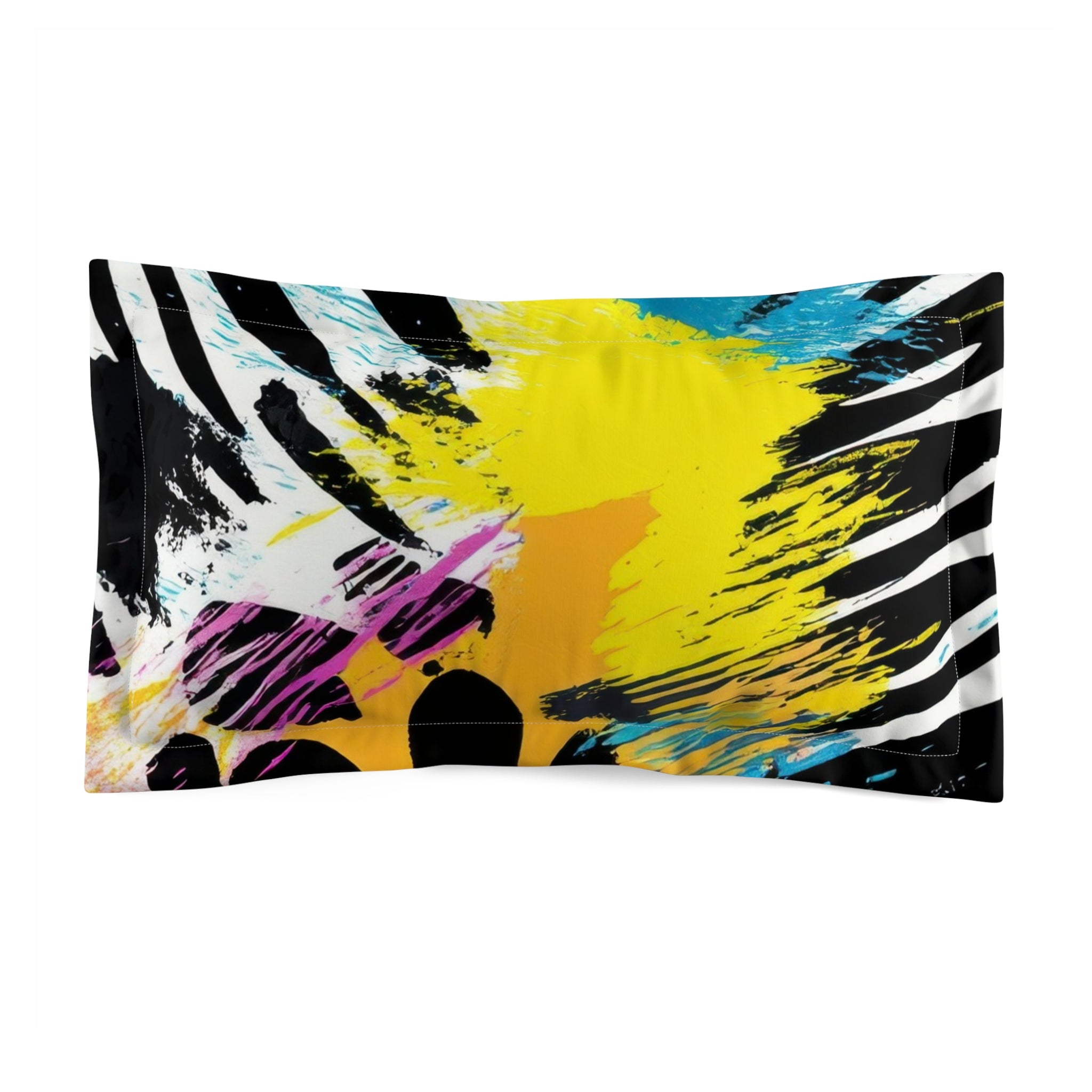 Zebra Stripes x Leapord Print x Paint Splatter Multi-Color Microfiber Pillow Sham, Artsulli - Art is Long, Life is Short, Home Decor, Size, King, , , , , 17896204513372