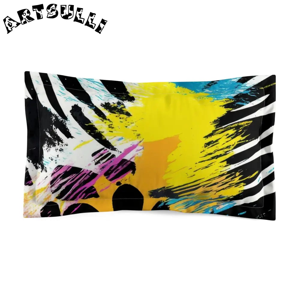 Zebra Stripes x Leapord Print x Paint Splatter Multi-Color Microfiber Pillow Sham, Artsulli - Art is Long, Life is Short, Home Decor, Size, King, , , , , 17896204513372