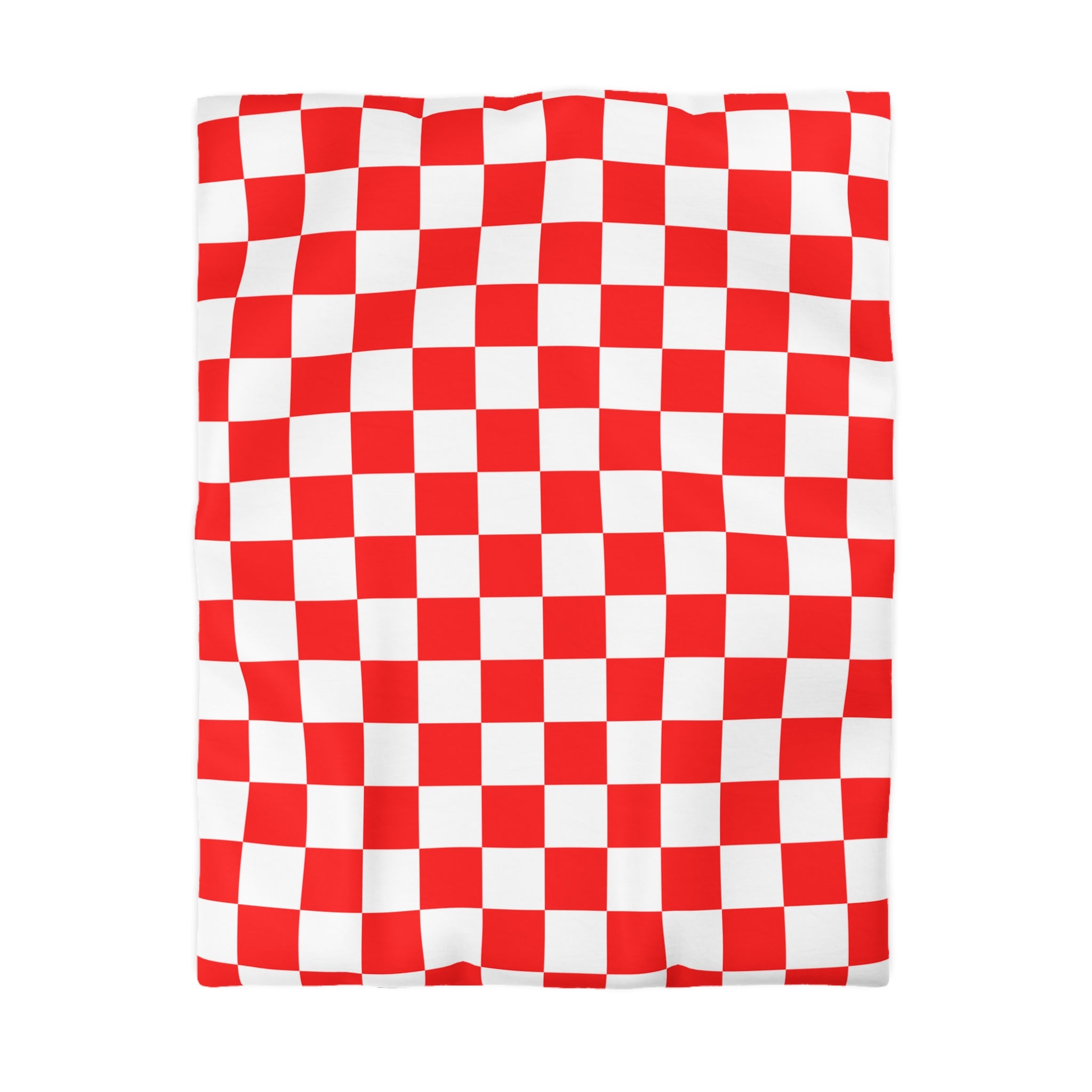 Checkerboard Red and White Microfiber Duvet Cover, Artsulli - Art is Long, Life is Short, Home Decor, Size, Twin, Color, White, , , 17701056585549969090