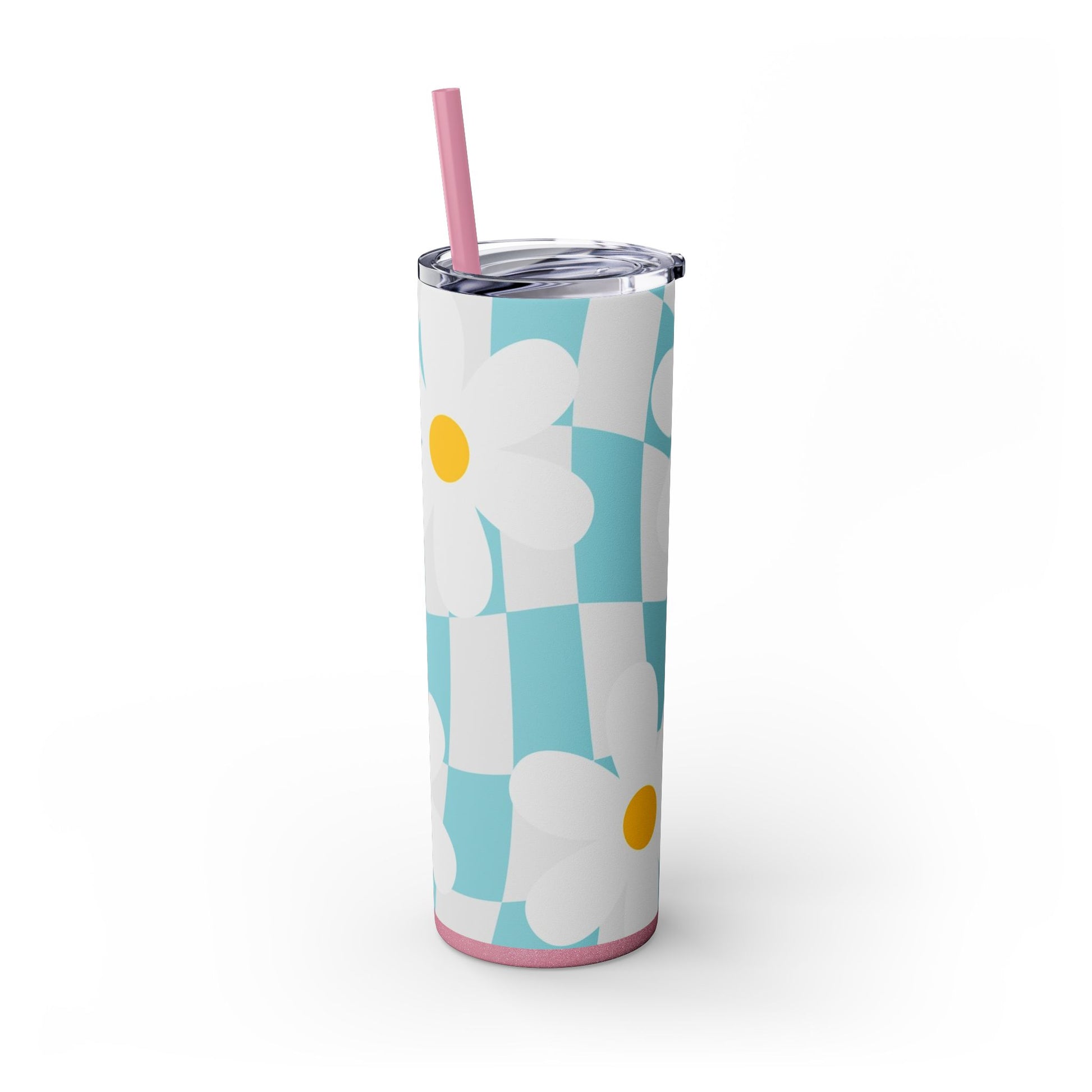 Trippy Check Garden Skinny Tumbler with Straw, 20oz, Artsulli - Art is Long, Life is Short, Mug, , , , , , , 