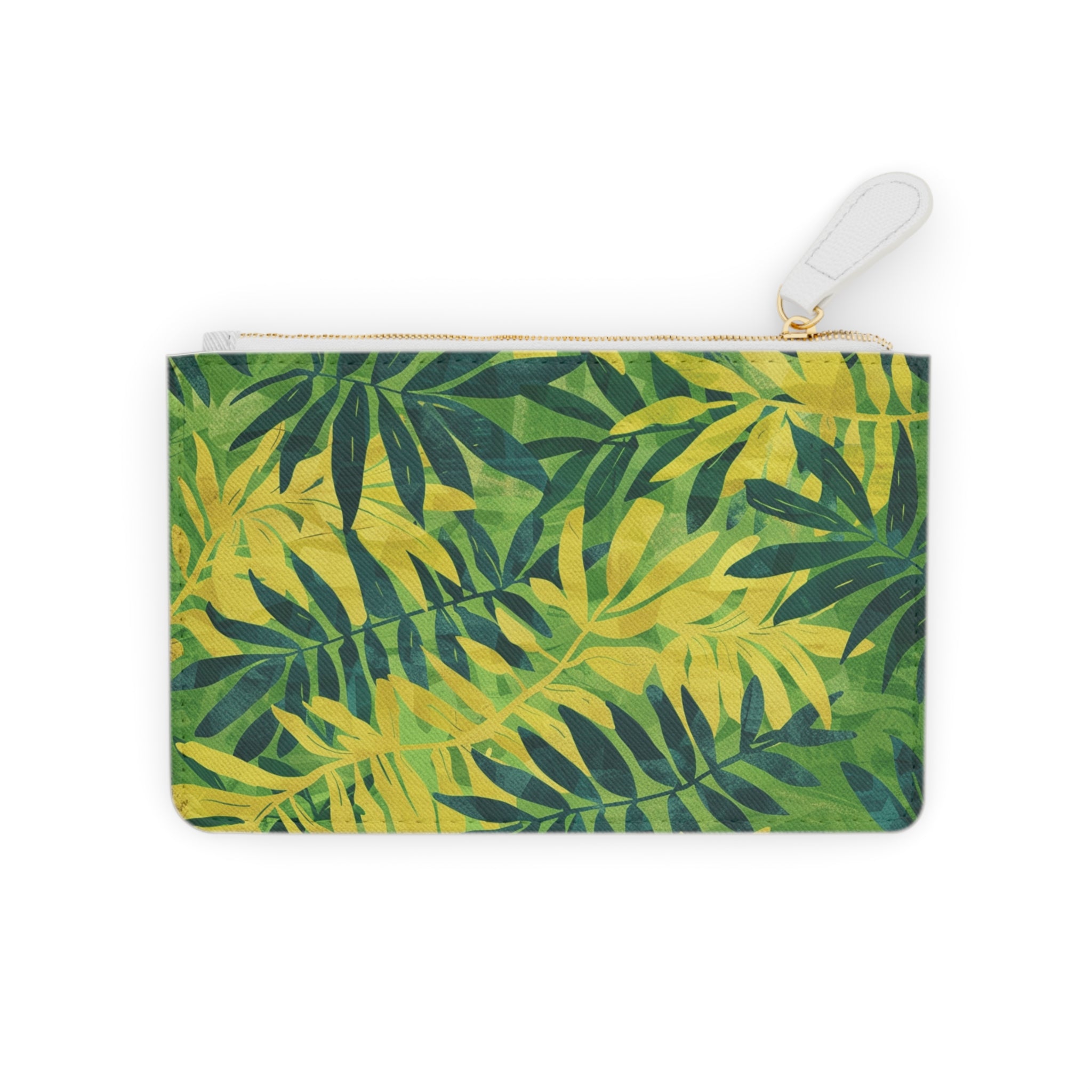 Green Leaf x Yellow Leaf x Tropical x Jungle Mini Clutch Bag, Artsulli - Art is Long, Life is Short, Bags, Size, 6.3” x 4”, Color, White, , , 26571138467186844136