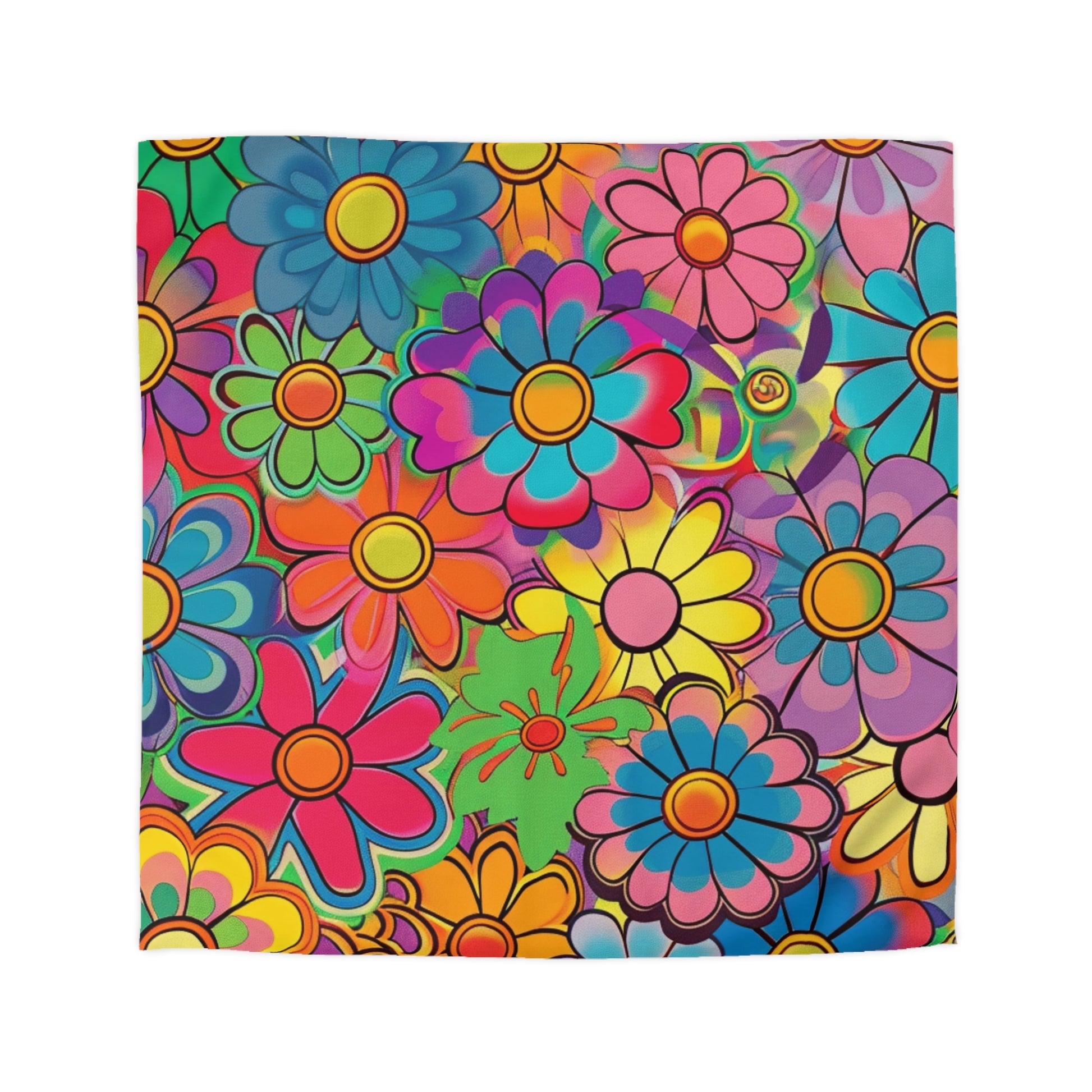 Chromatic Daisy Dream Microfiber Duvet Cover, Artsulli - Art is Long, Life is Short, Home Decor, Size, Queen, Color, Cream, , , 71457732054256821610