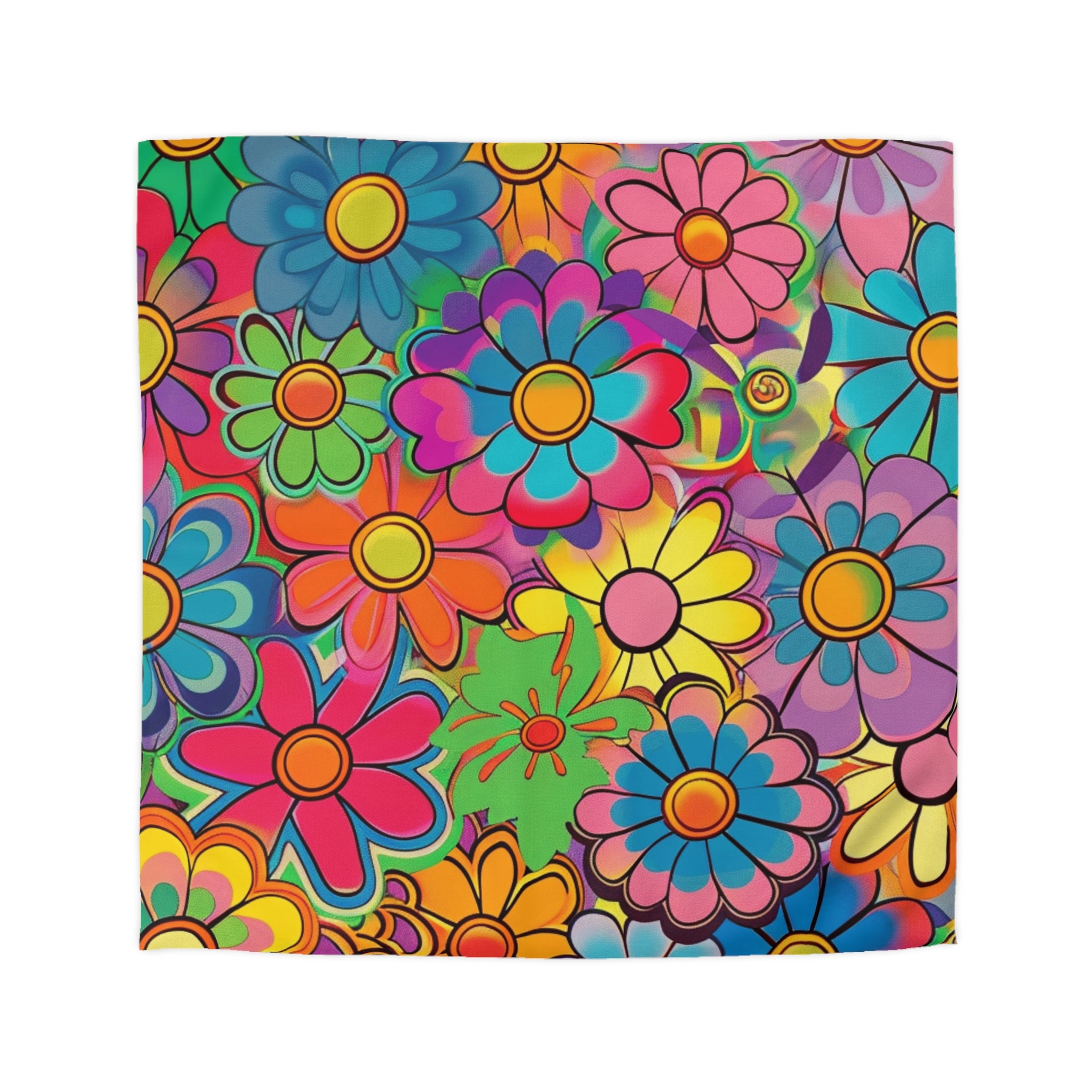 Chromatic Daisy Dream Microfiber Duvet Cover, Artsulli - Art is Long, Life is Short, Home Decor, Size, Queen, Color, Cream, , , 71457732054256821610