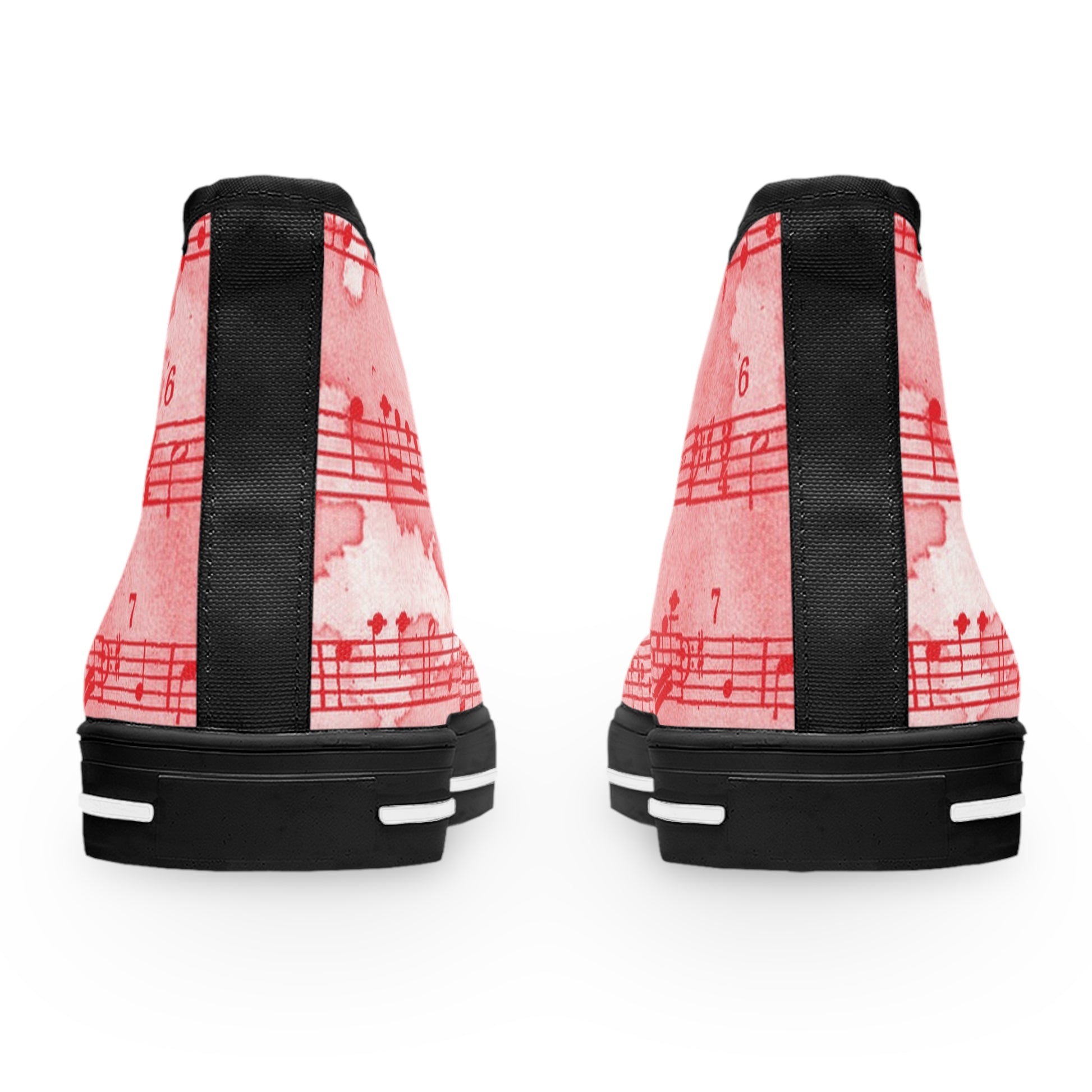 Drip Spill Type Beat Sheet Music Red Women's High Top Sneakers, Artsulli - Art is Long, Life is Short, Shoes, , , , , , , 