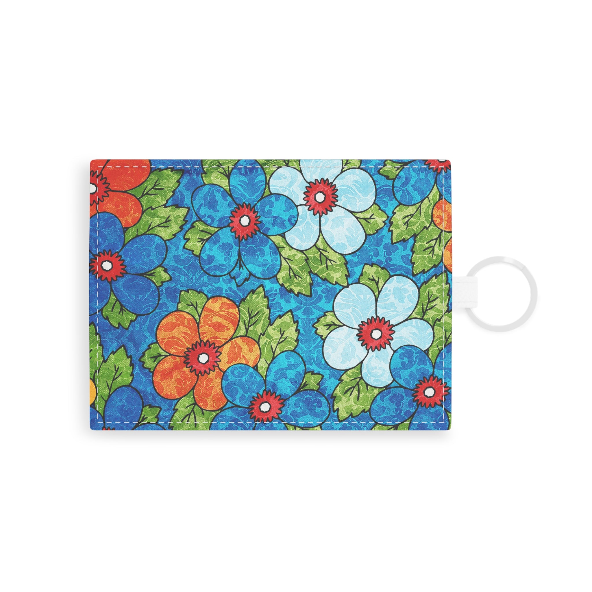 Blue Orange Groovy Saffiano Leather Card Holder, Artsulli - Art is Long, Life is Short, Accessories, Size, One size, Color, White, , , 18318558162581133099