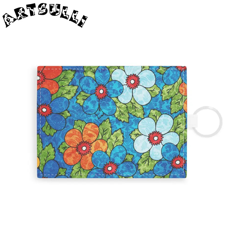 Blue Orange Groovy Saffiano Leather Card Holder, Artsulli - Art is Long, Life is Short, Accessories, Size, One size, Color, White, , , 18318558162581133099