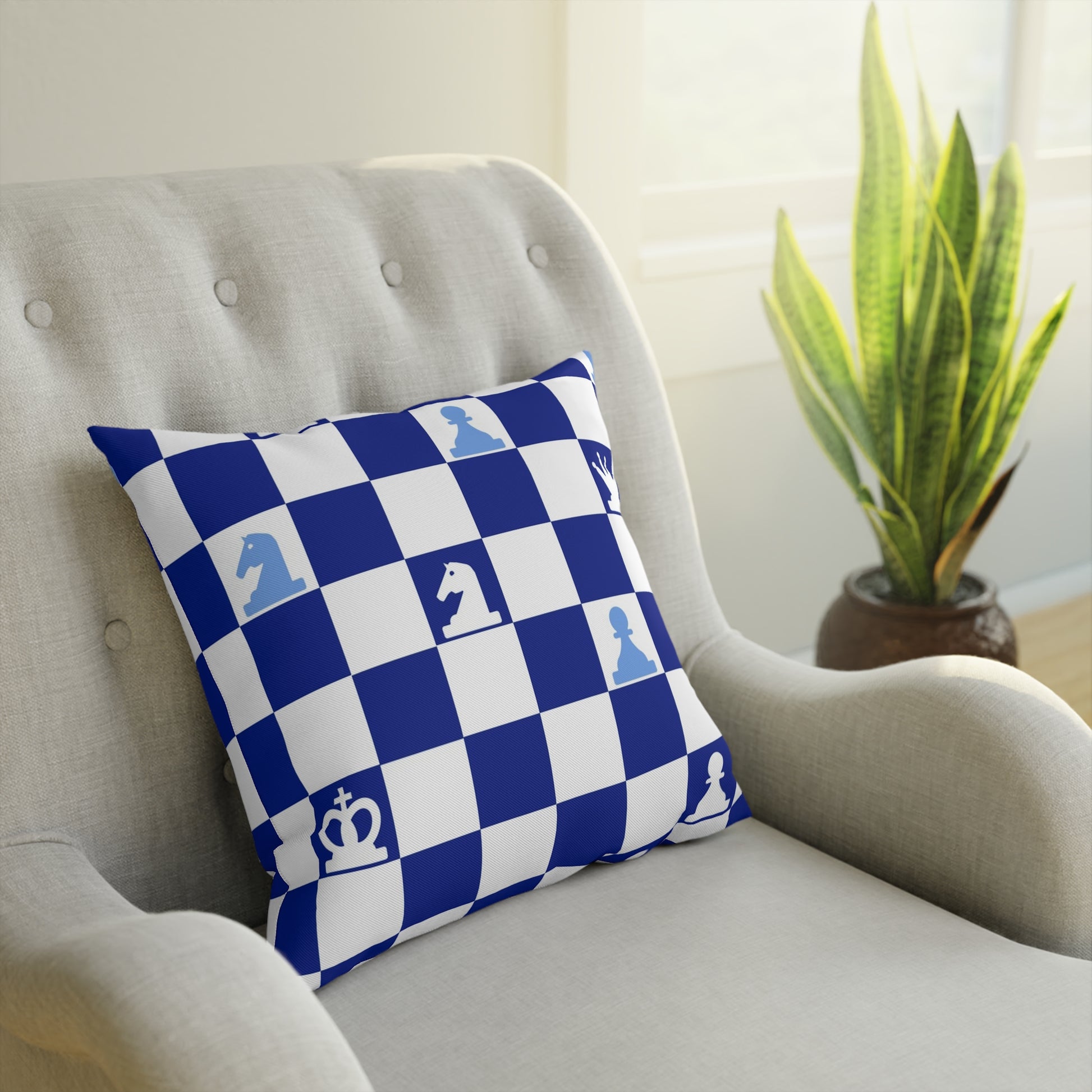 Chessboard Navy Blue Cushion, Artsulli - Art is Long, Life is Short, Home Decor, , , , , , , 
