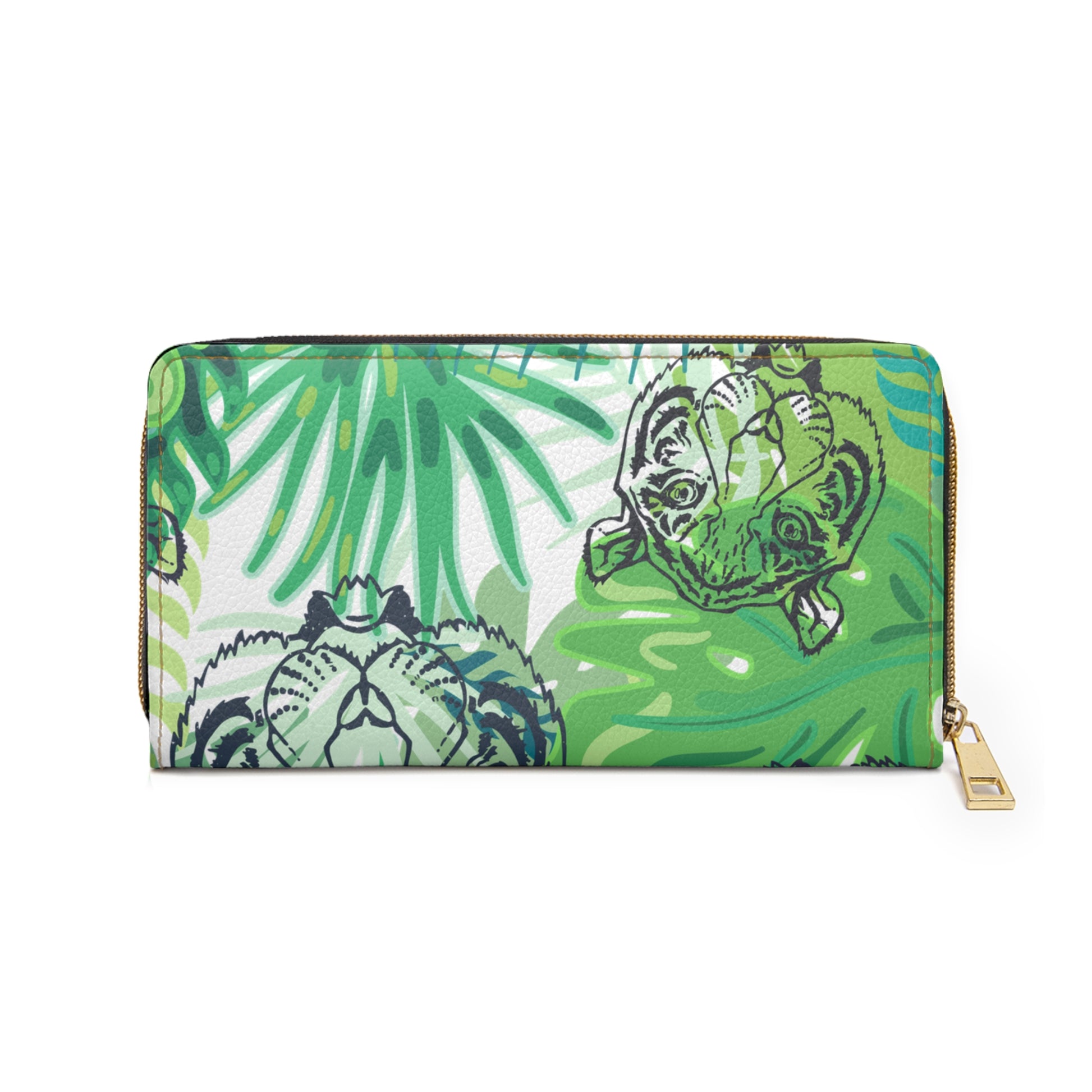 Tropical Jungle Tigers Green  Zipper Wallet, Artsulli - Art is Long, Life is Short, Accessories, , , , , , , 