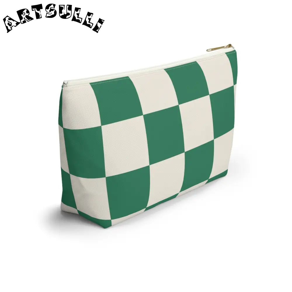 JAKKOUTTHEBXX Checkerboard Dark Green Accessory Pouch w T-bottom