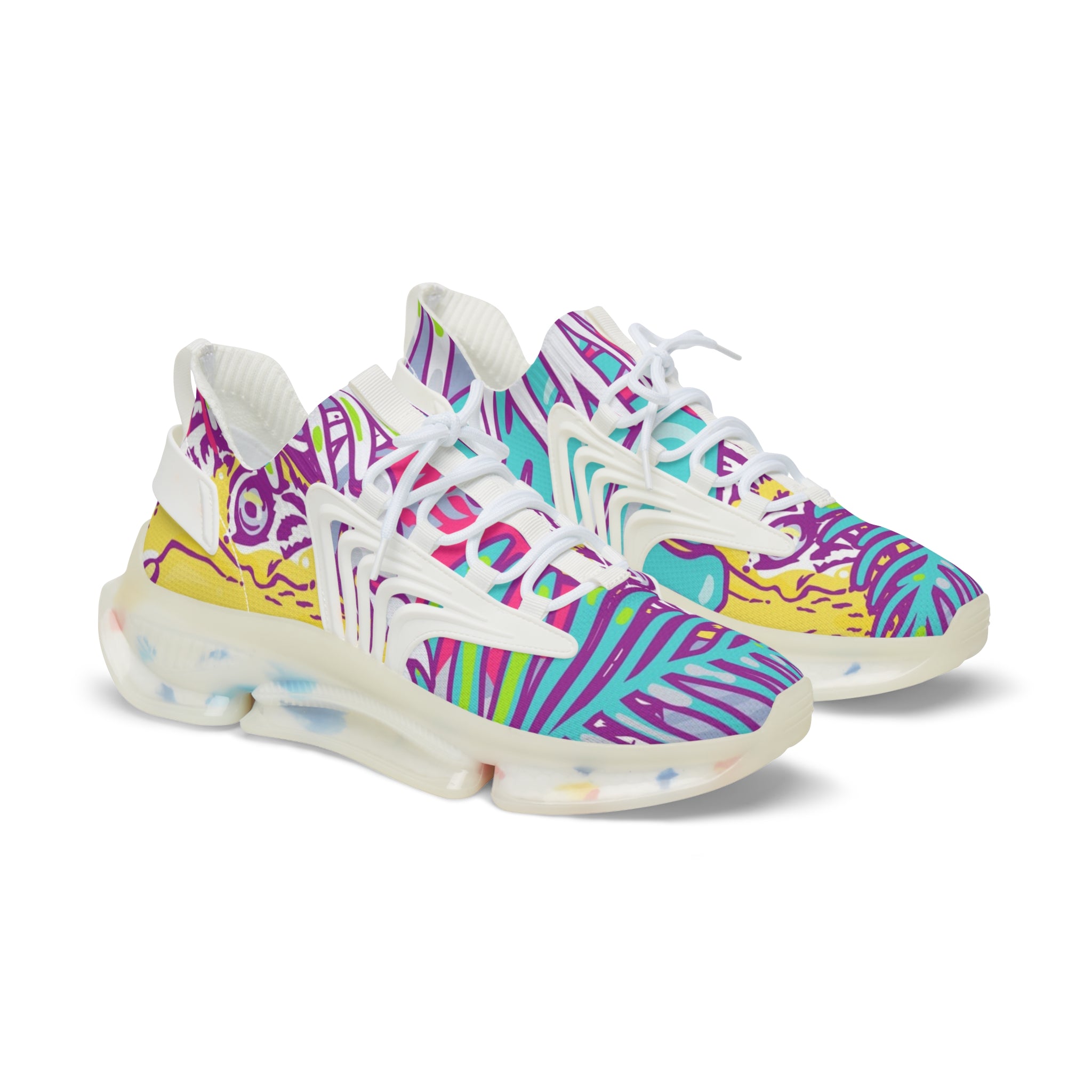 Tropical Jungle Tigers Torquise and Purple Men's Mesh Sneakers, Artsulli - Art is Long, Life is Short, Shoes, Color, White sole, Size, US 5, , , 15034241226999