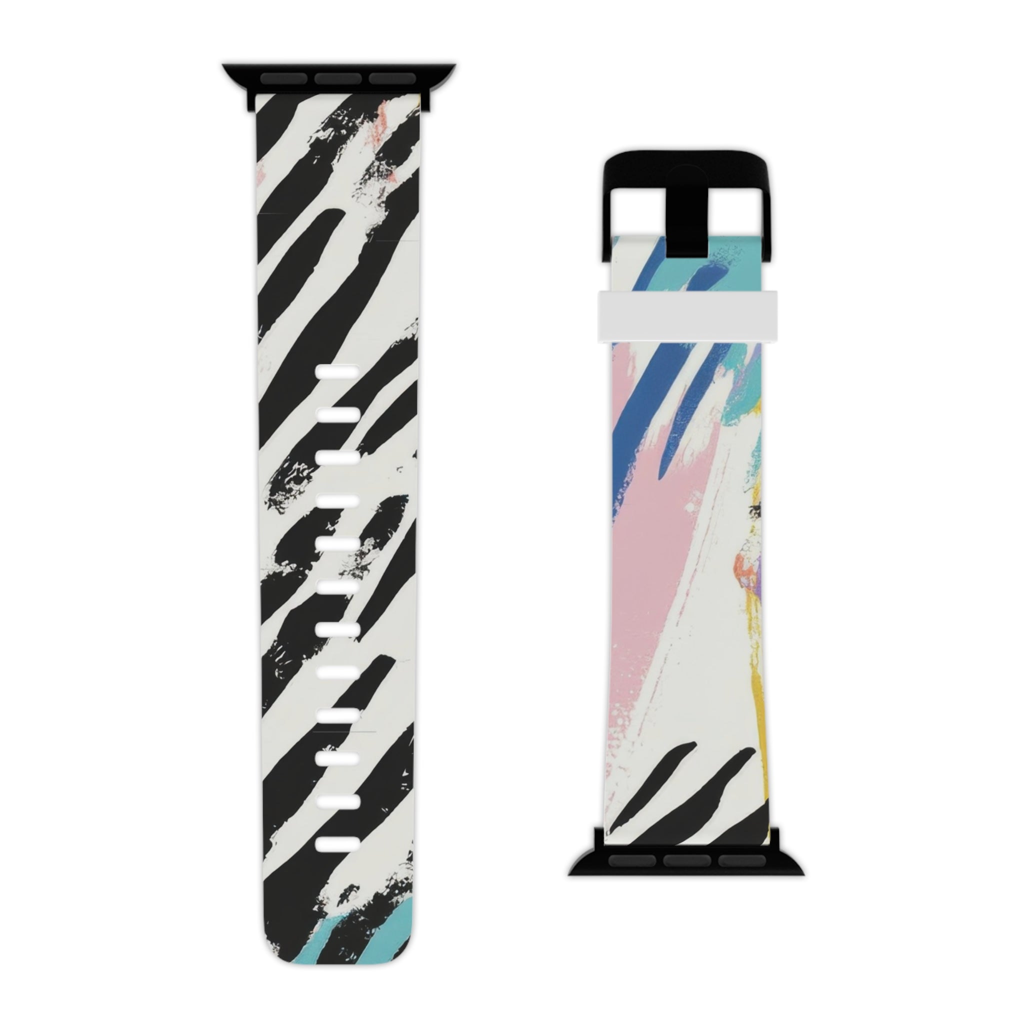 Wild Zebra Stripes x Paint Brush Strokes Multi-Color III Watch Band for Apple Watch, Artsulli - Art is Long, Life is Short, Accessories, , , , , , , 