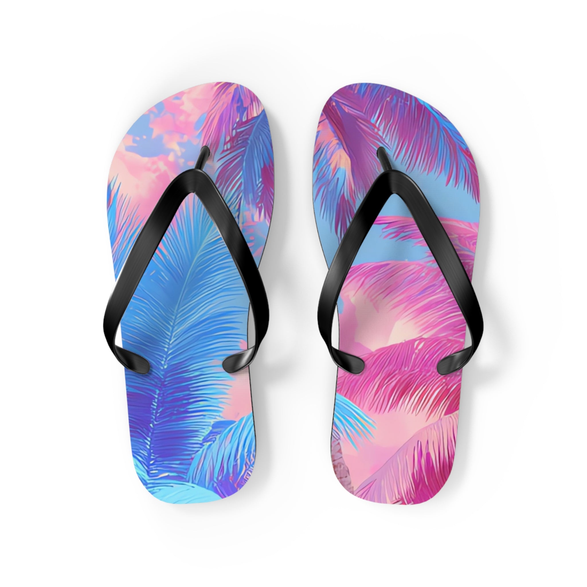 Ethereal Pastel Palms Flip Flops, Artsulli - Art is Long, Life is Short, Shoes, Size, M, Color, Black sole, , , 11202362352993606310