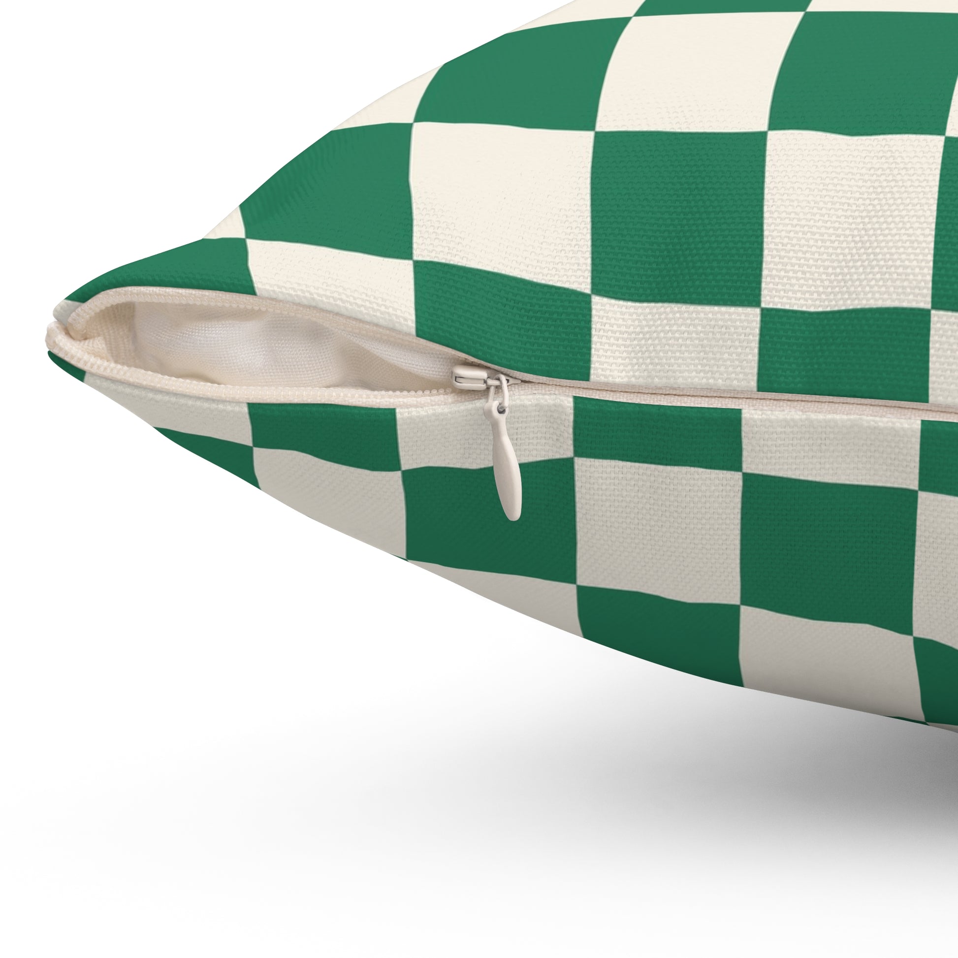 Checkerboard Dark Green Spun Polyester Square Pillow, Artsulli - Art is Long, Life is Short, Home Decor, , , , , , , 