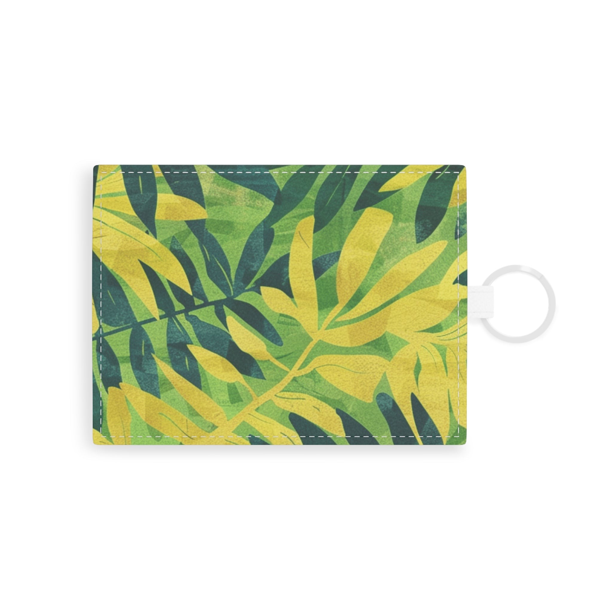 Green Leaf x Yellow Leaf x Tropical x Jungle Saffiano Leather Card Holder, Artsulli - Art is Long, Life is Short, Accessories, Size, One size, Color, White, , , 18061973185457779140