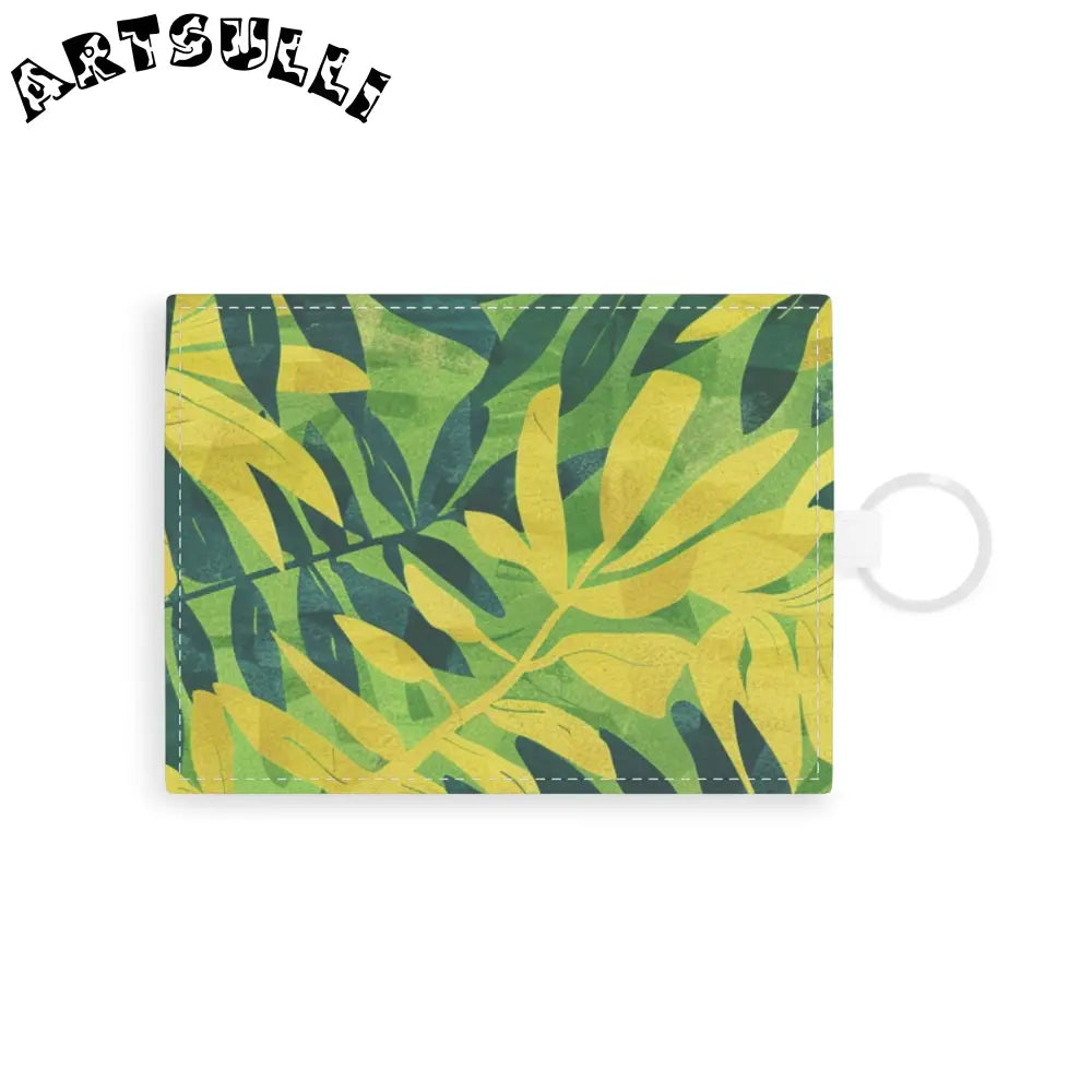 JAKKOUTTHEBXX Tropical Leaf Faux Leather Card Holder JAKKOUTTHEBXX