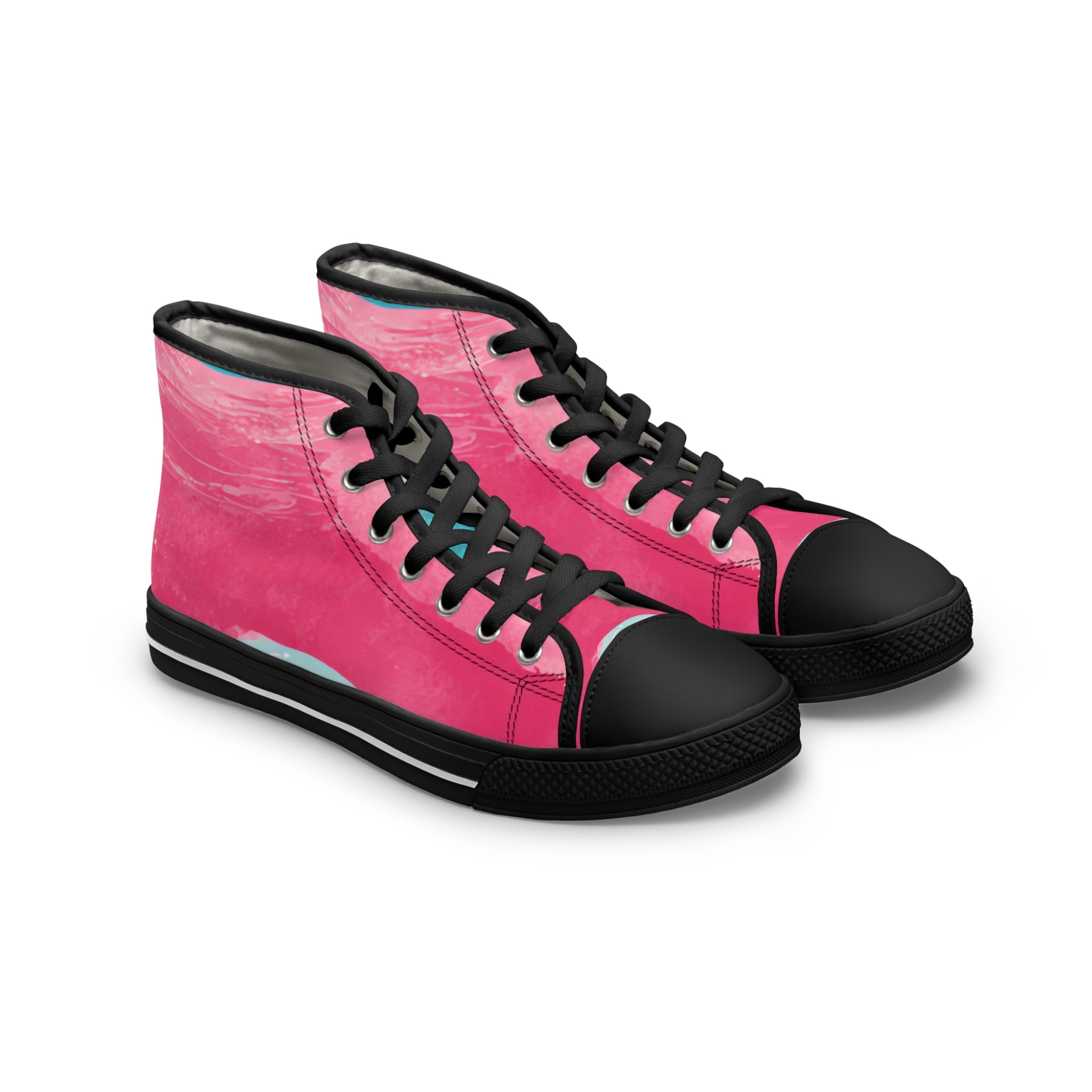 The Great Pastelwave Pink Women's High Top Sneakers, Artsulli - Art is Long, Life is Short, Shoes, Size, US 5.5, Color, Black sole, , , 22054439512224219410