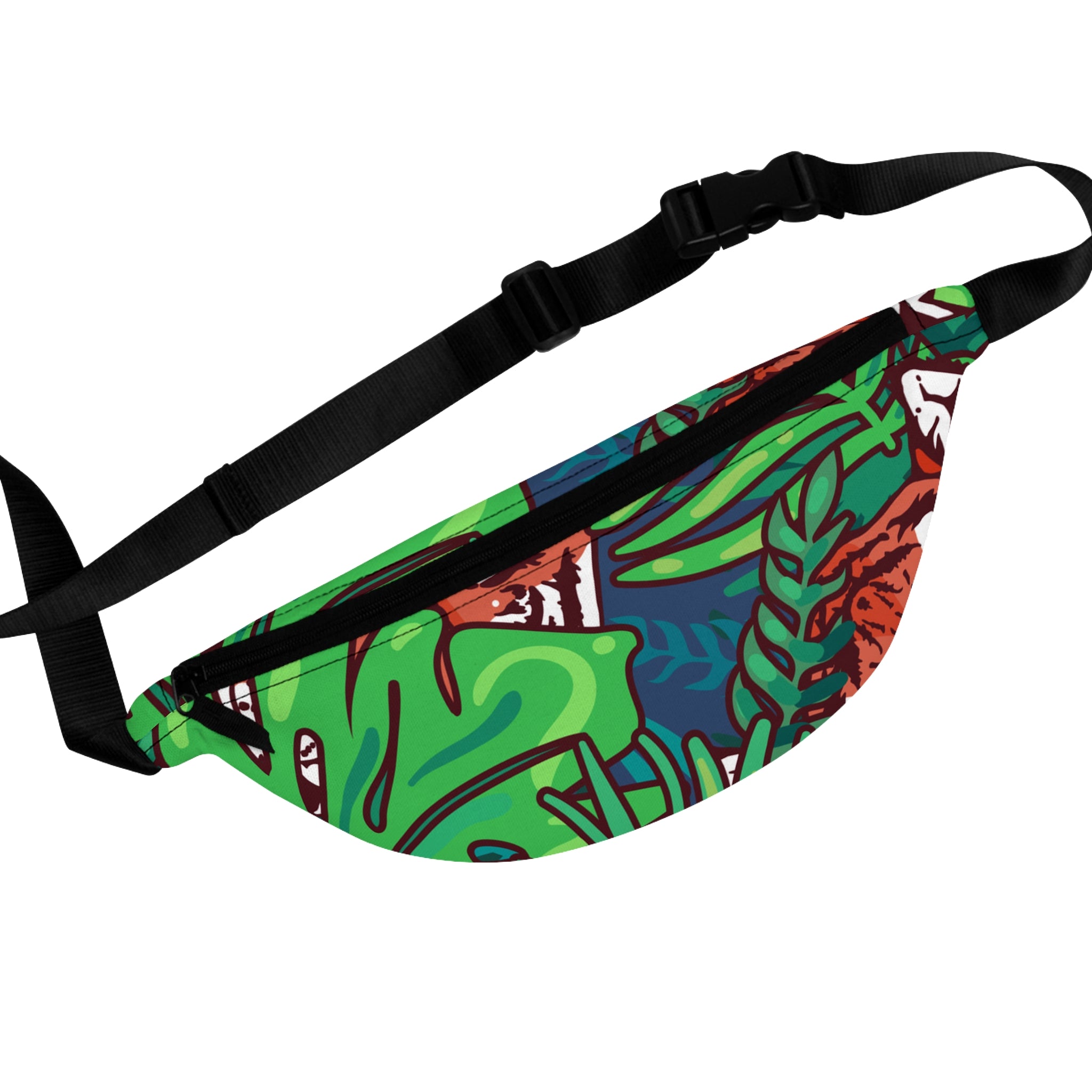 Tropical Jungle Tigers Blue and Green Fanny Pack, Artsulli - Art is Long, Life is Short, Bags, Size, One size, , , , , 14281237176116