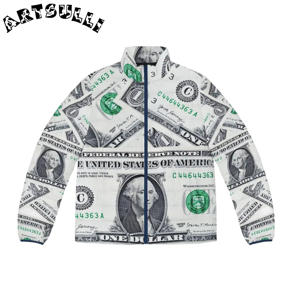 JAKKOUTTHEBXX Dollar Bill Print Puffer Jacket 2025