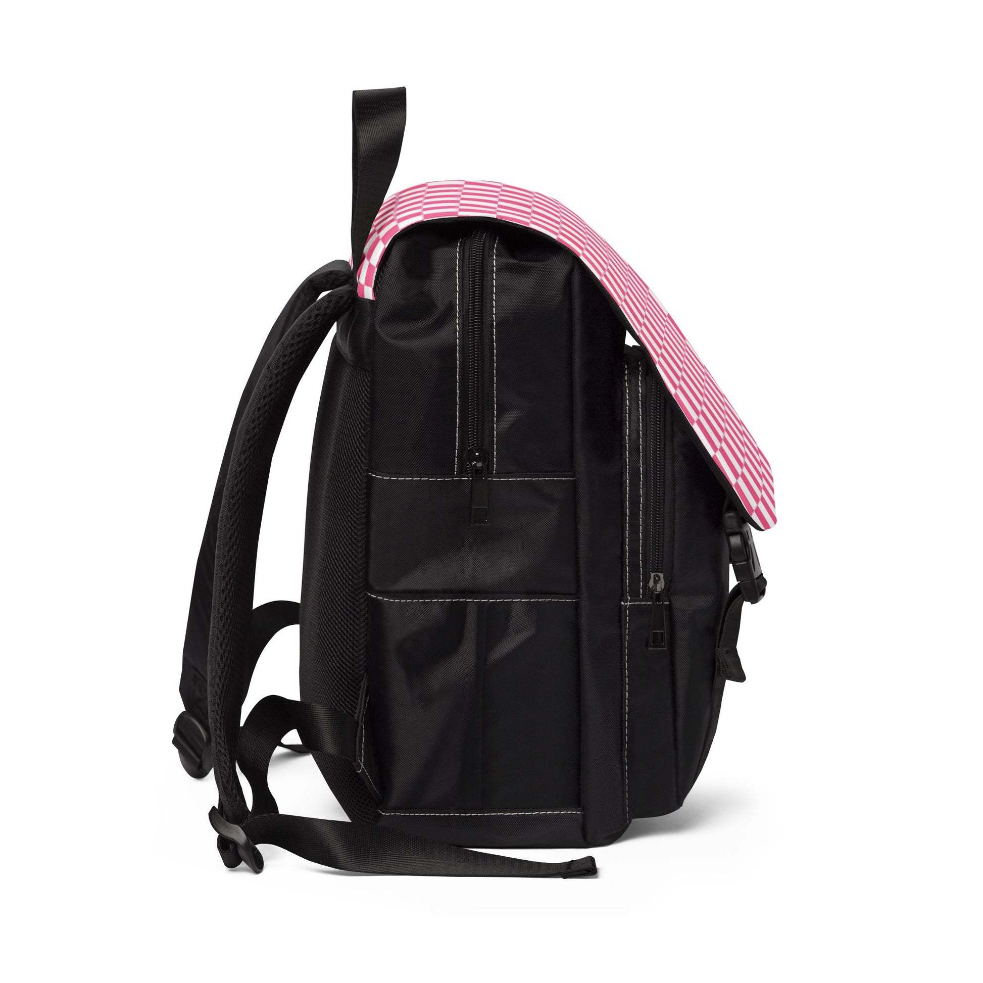 Yuyushiki Pink Check Unisex Casual Shoulder Backpack, Artsulli - Art is Long, Life is Short, Bags, , , , , , , 